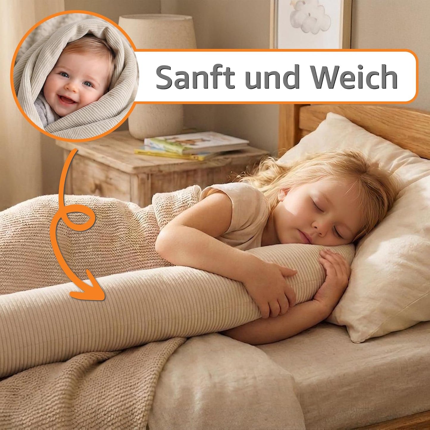 Bettschlange mit waschbarem Bezug, Braun B 150 cm