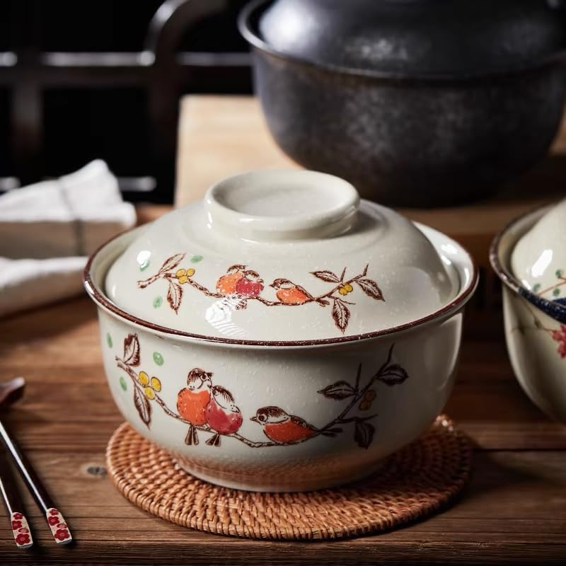 Keramik Ramen Bowl Set mit Deckel (800ml), Style D