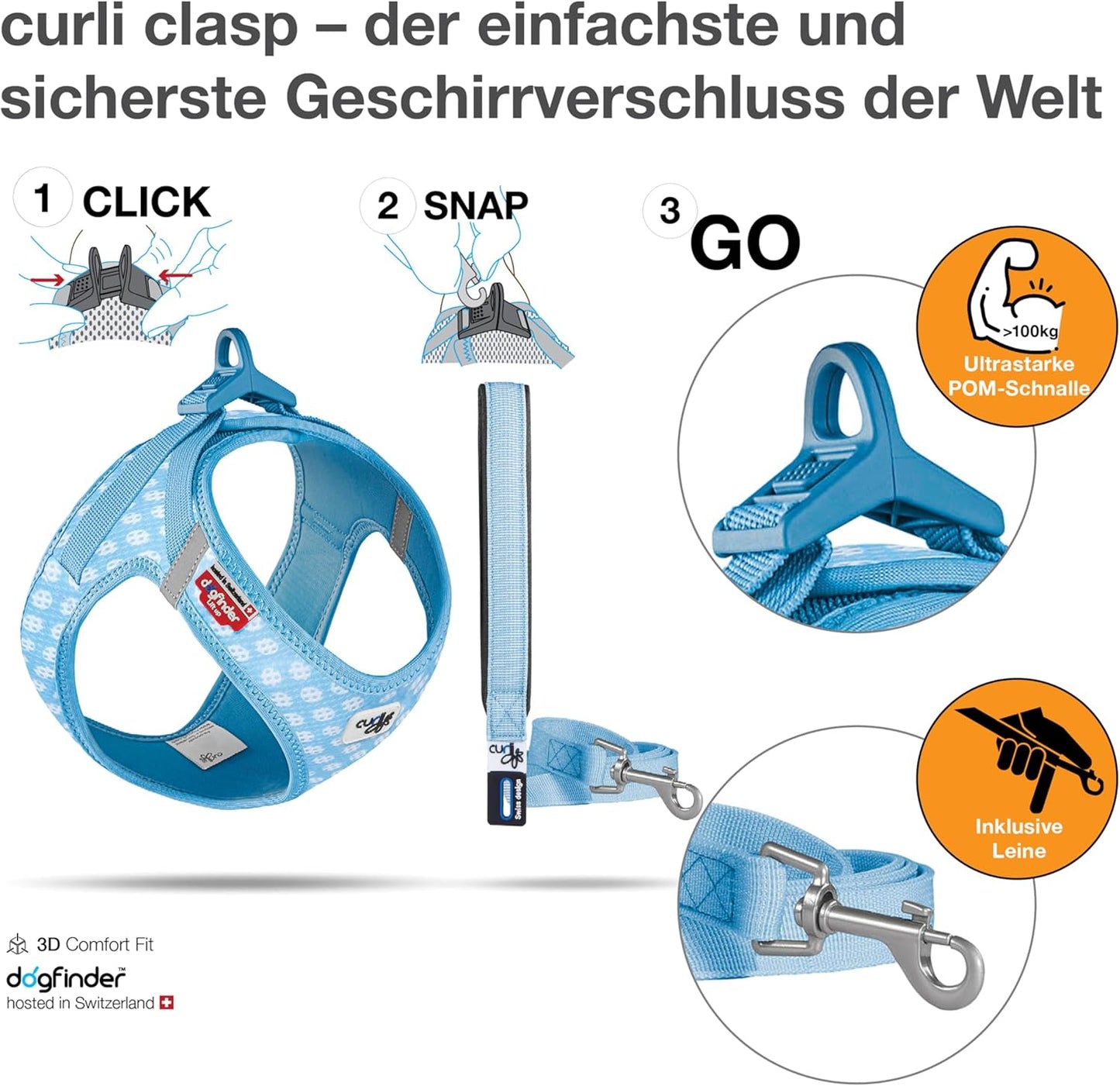 Hundegeschirr-Set für Welpen, M Skyblue-Circles