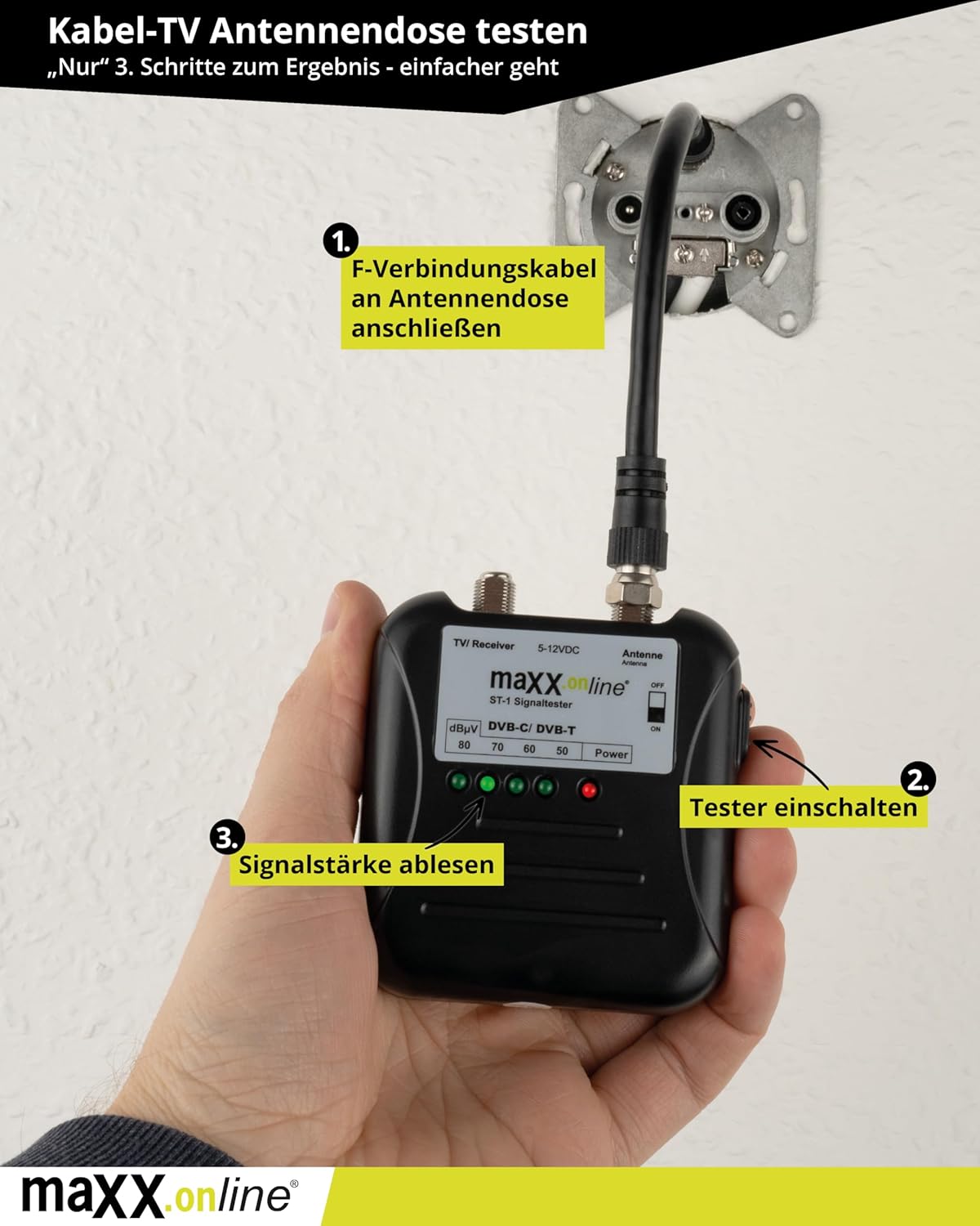 Signaltester für DVB-C/DVB-T Kabelfernsehen