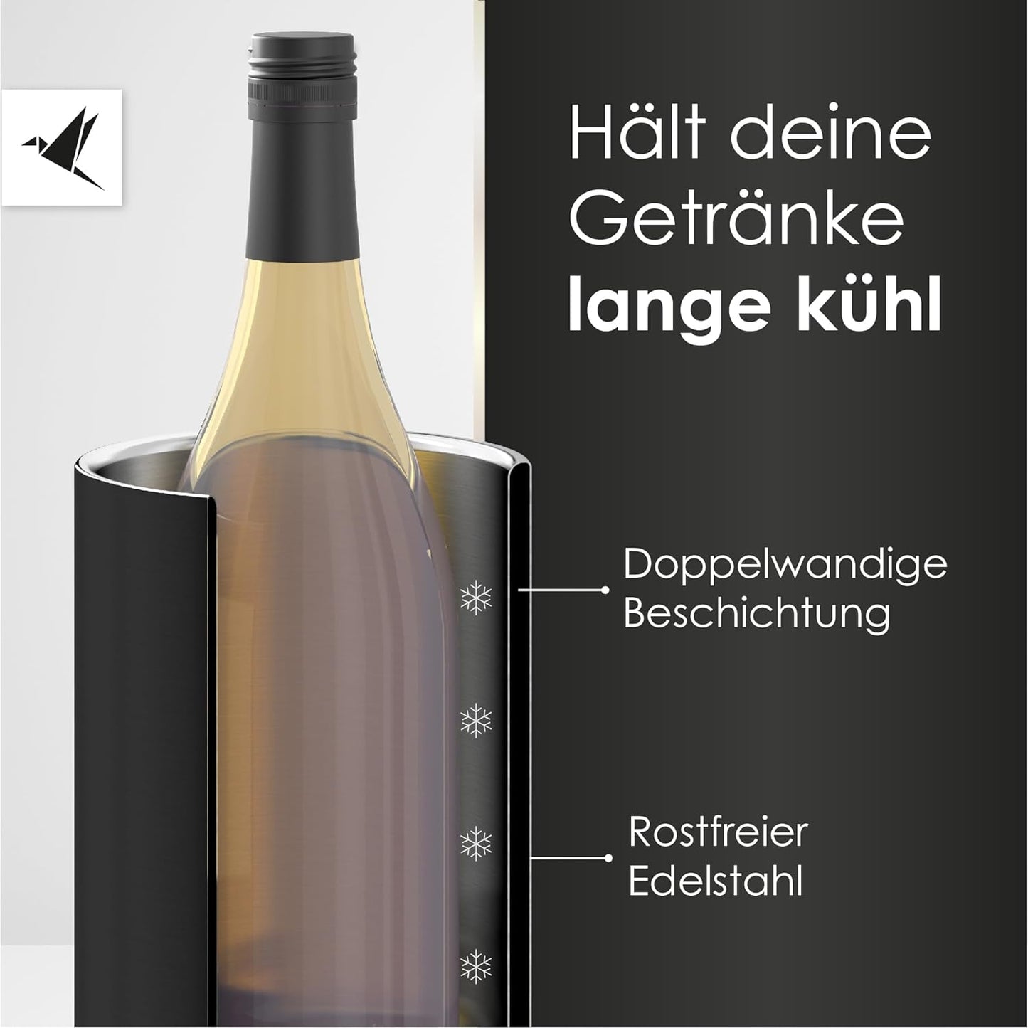 Flaschenkühler aus Edelstahl, Edelstahl schwarz