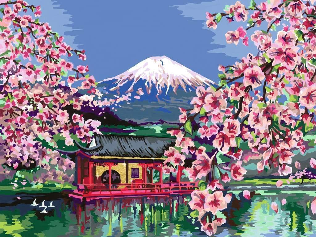 CreArt Malen nach Zahlen Japanische Kirschblüten