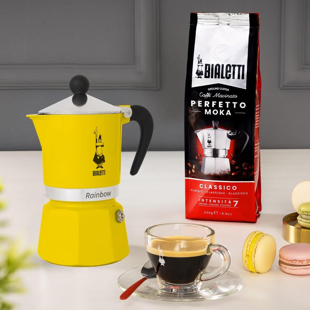 Rainbow Caffettiera Espressokocher, Gelb 1 Tasse
