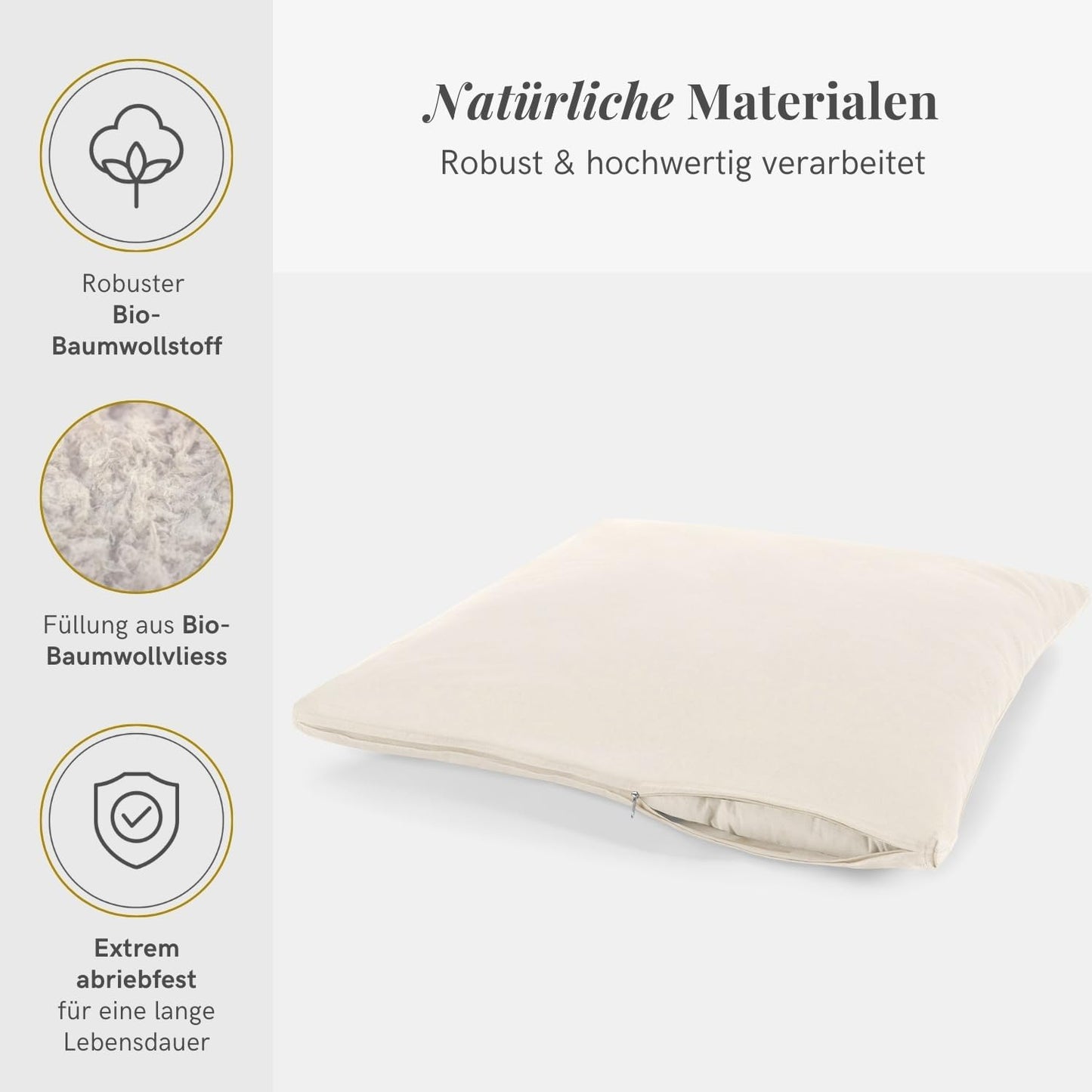 Meditationsmatte Zabuton Comfort, 7 cm / Naturweiss