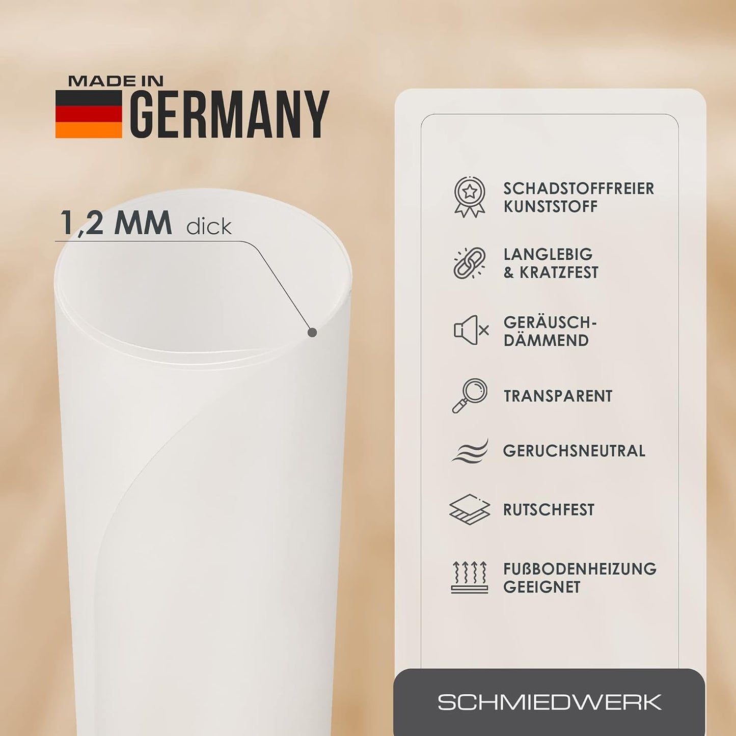 Bodenschutzmatte für Fitnessgeräte (75 x 120 cm), Transparent 75 x 120 cm