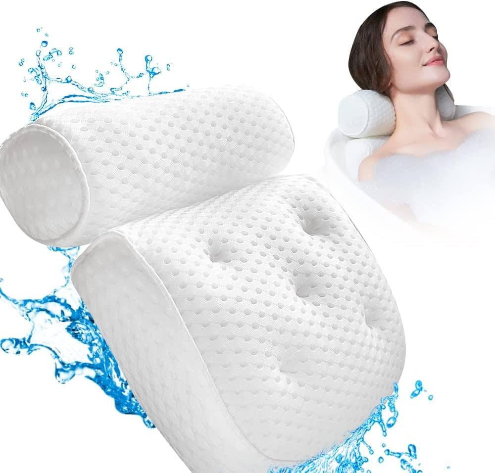 Ergonomisches Badewannenkissen mit Saugnäpfen, Weiss extra dick