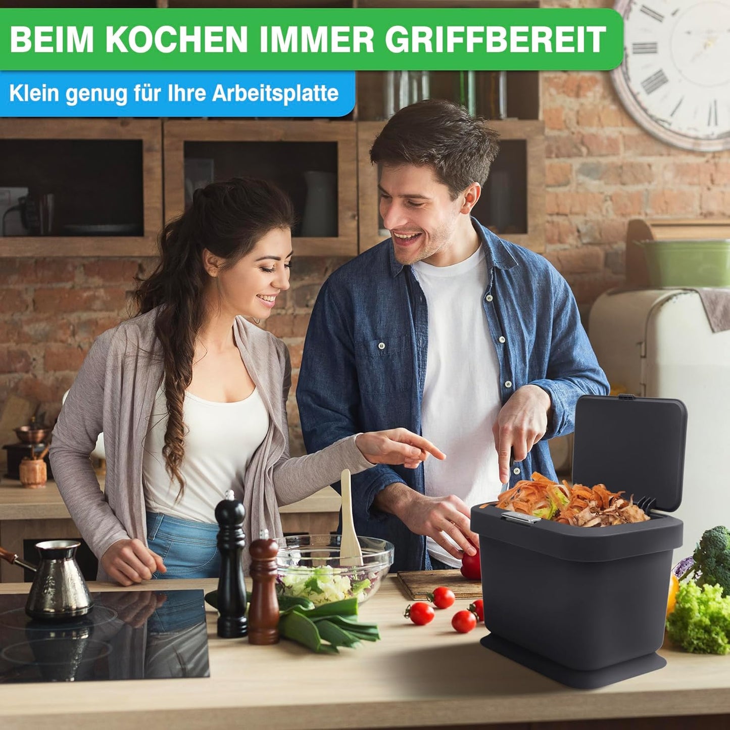 Geruchsdichter Biomülleimer, Anthrazit