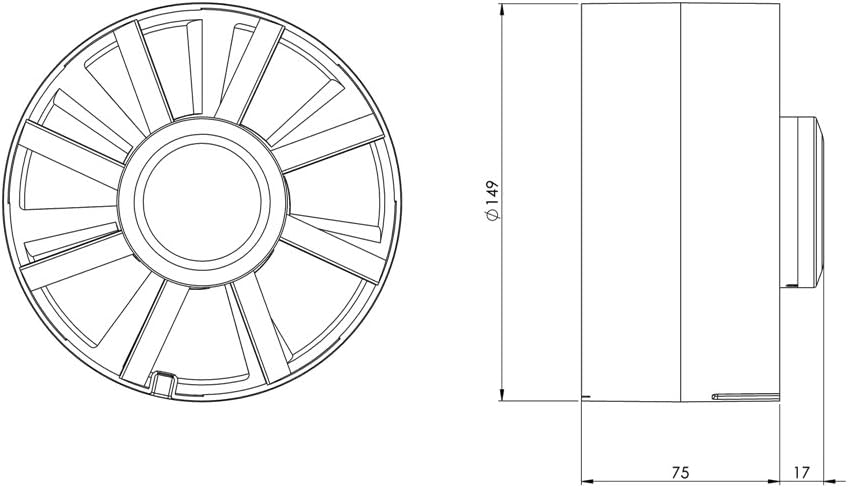 Rohrventilator, Ø 150mm Weiss Ohne Timer