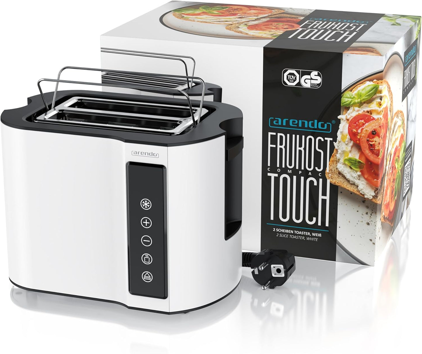 Touch Toaster mit Display und Brotscheibenzentrierung, B: Weiß