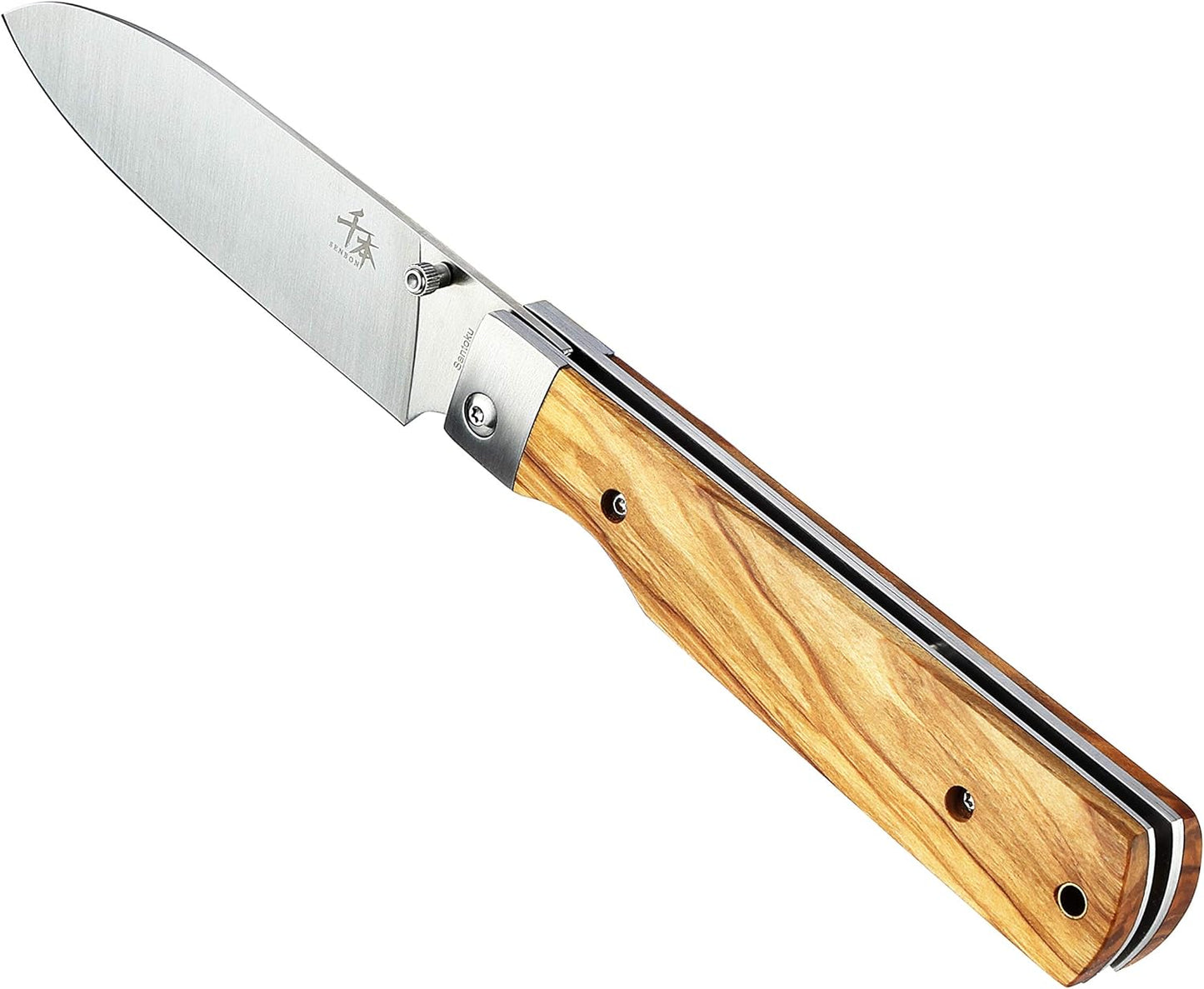 Klappbares Santokuküchenmesser, Olivenholz Santoku