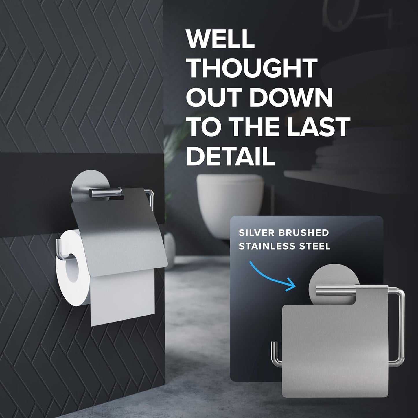 Toilettenpapierhalter Hanstholm, Zum Kleben Silber