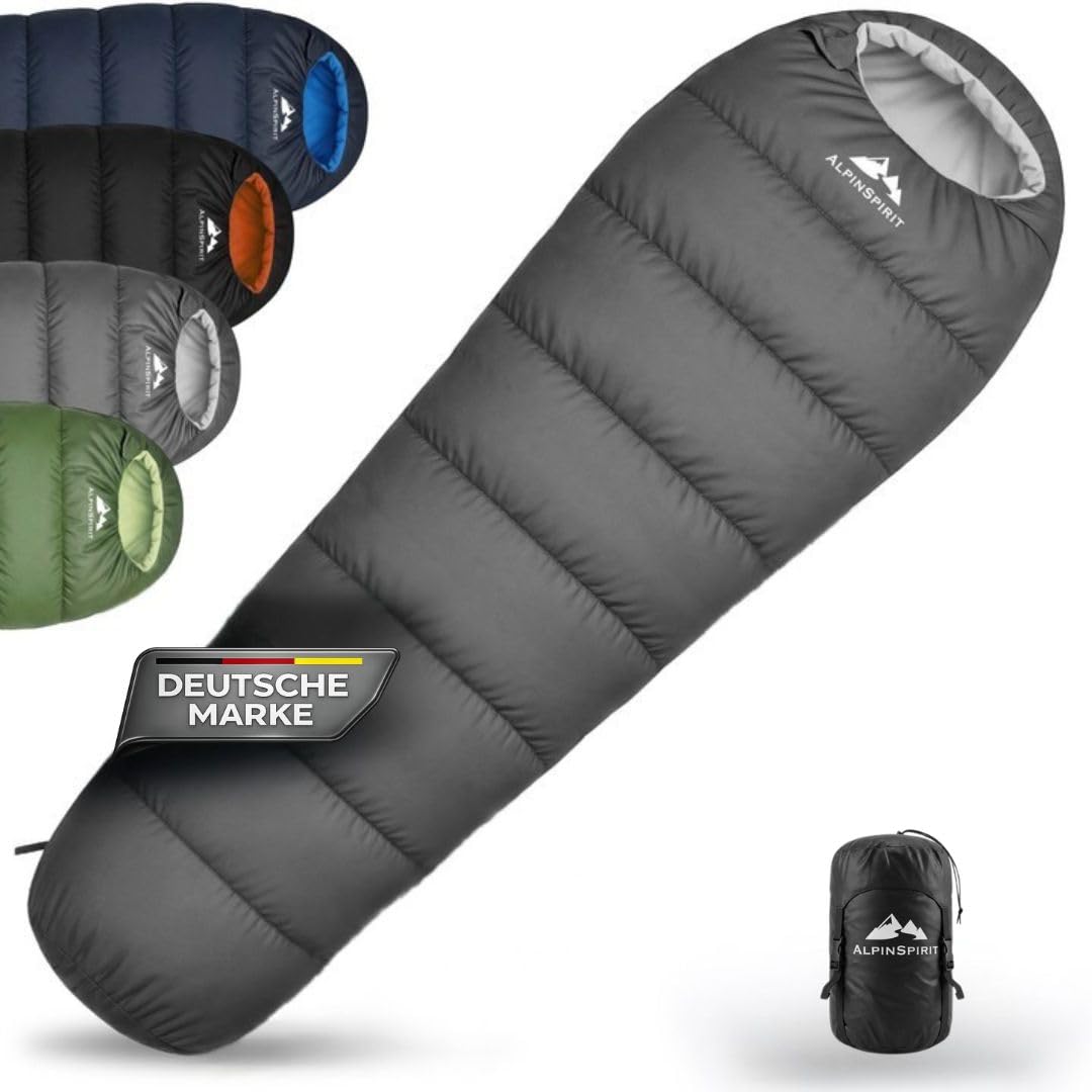 Ultraleichter 3-Jahreszeiten Mumienschlafsack, Grau