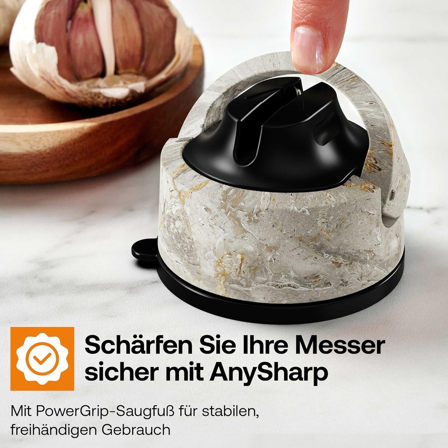 Evo Messerschärfer mit PowerGrip Saugnapf, Evo Stein