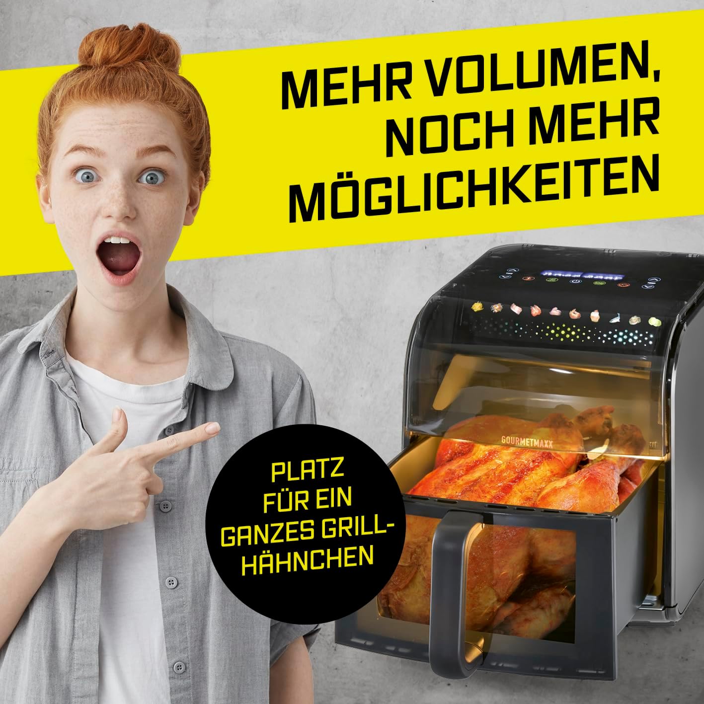 Heissluftfritteuse mit Sichtfenster & Panoramadach, 7 Liter