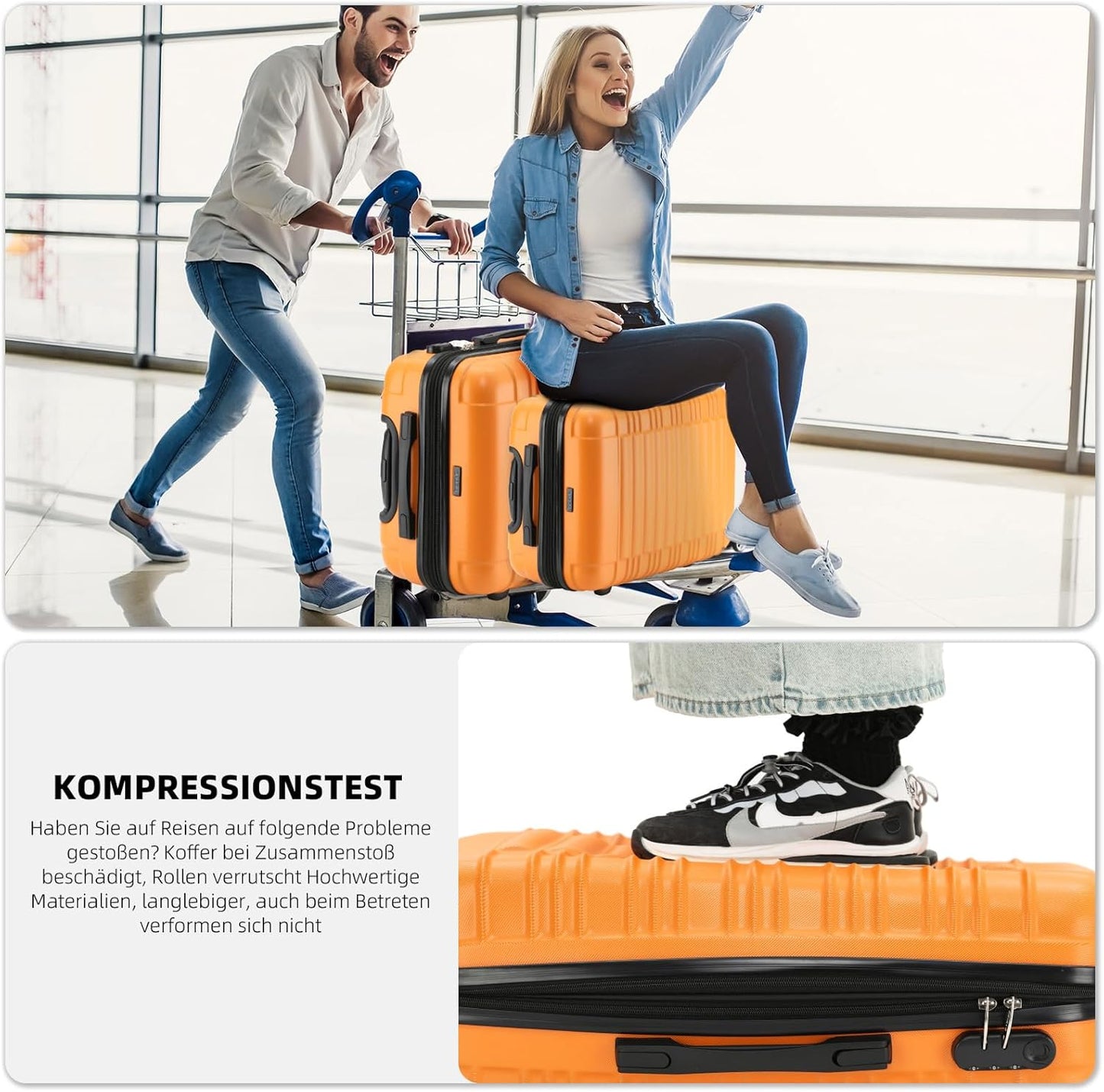 3-teiligers Hartschalenkoffer-Set, Orangen Set