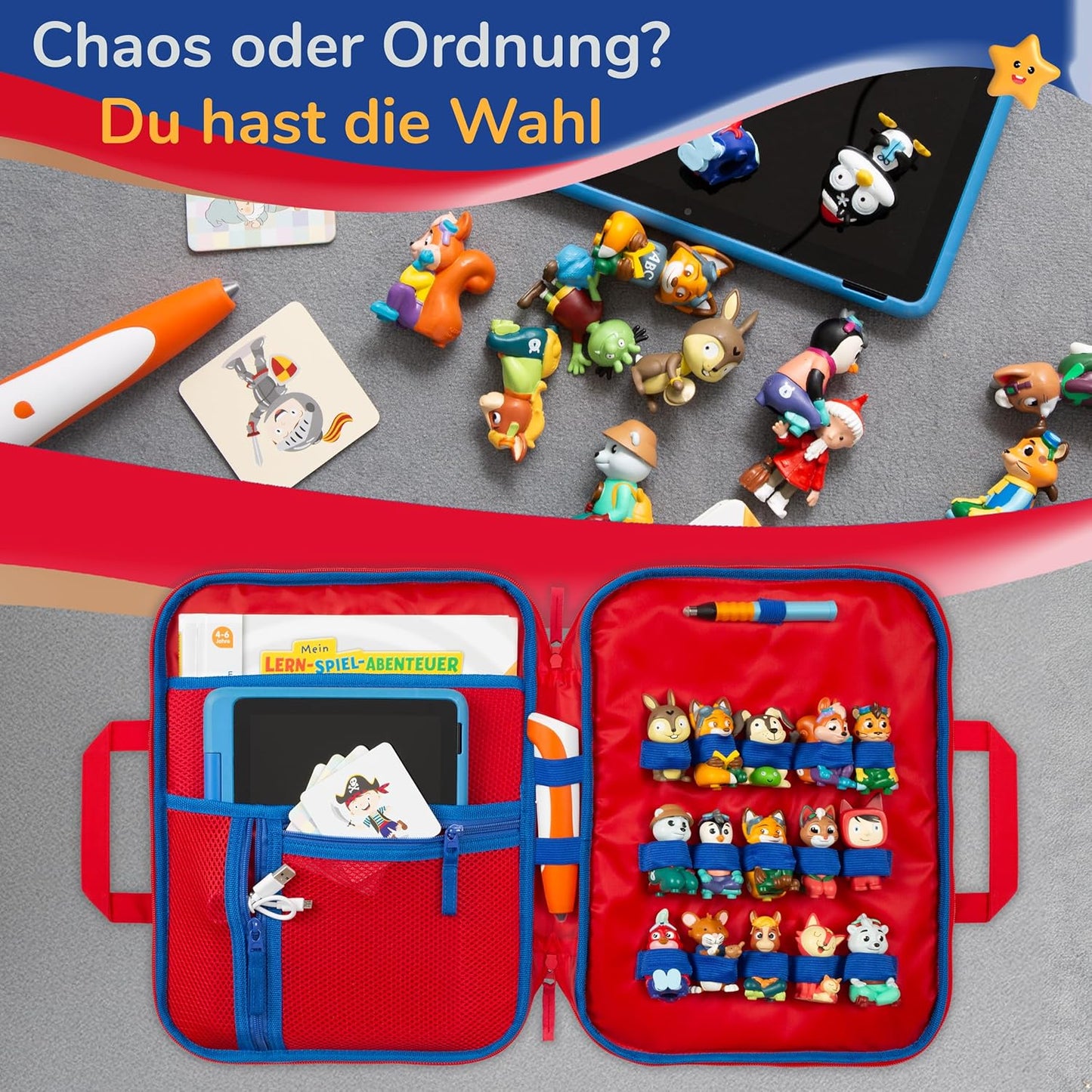 Tasche für Edurino, Tonie & TipToi Zubehör, Paolo Pirat (Blau)