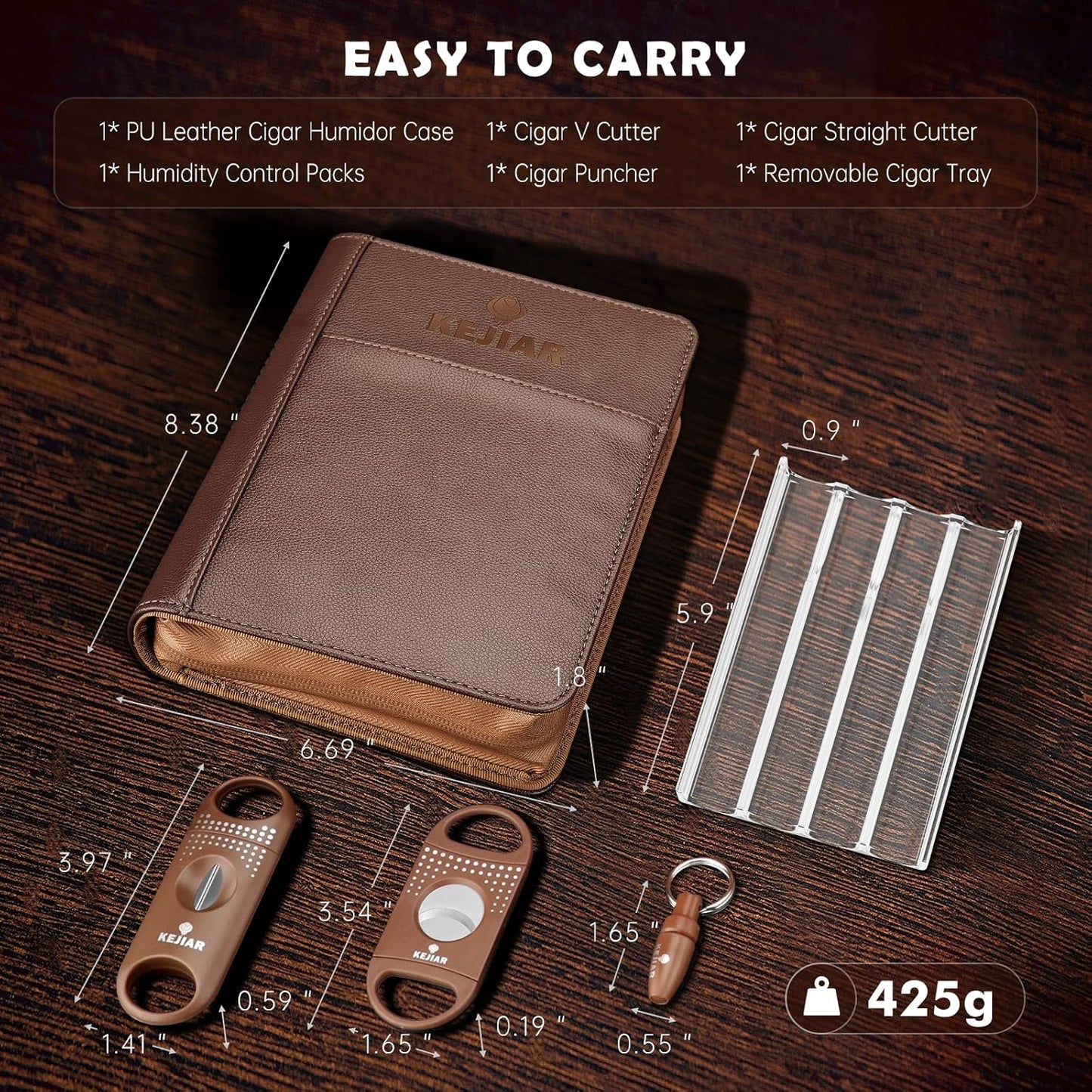 Zigarren Humidor-Etui Geschenkset, Brown