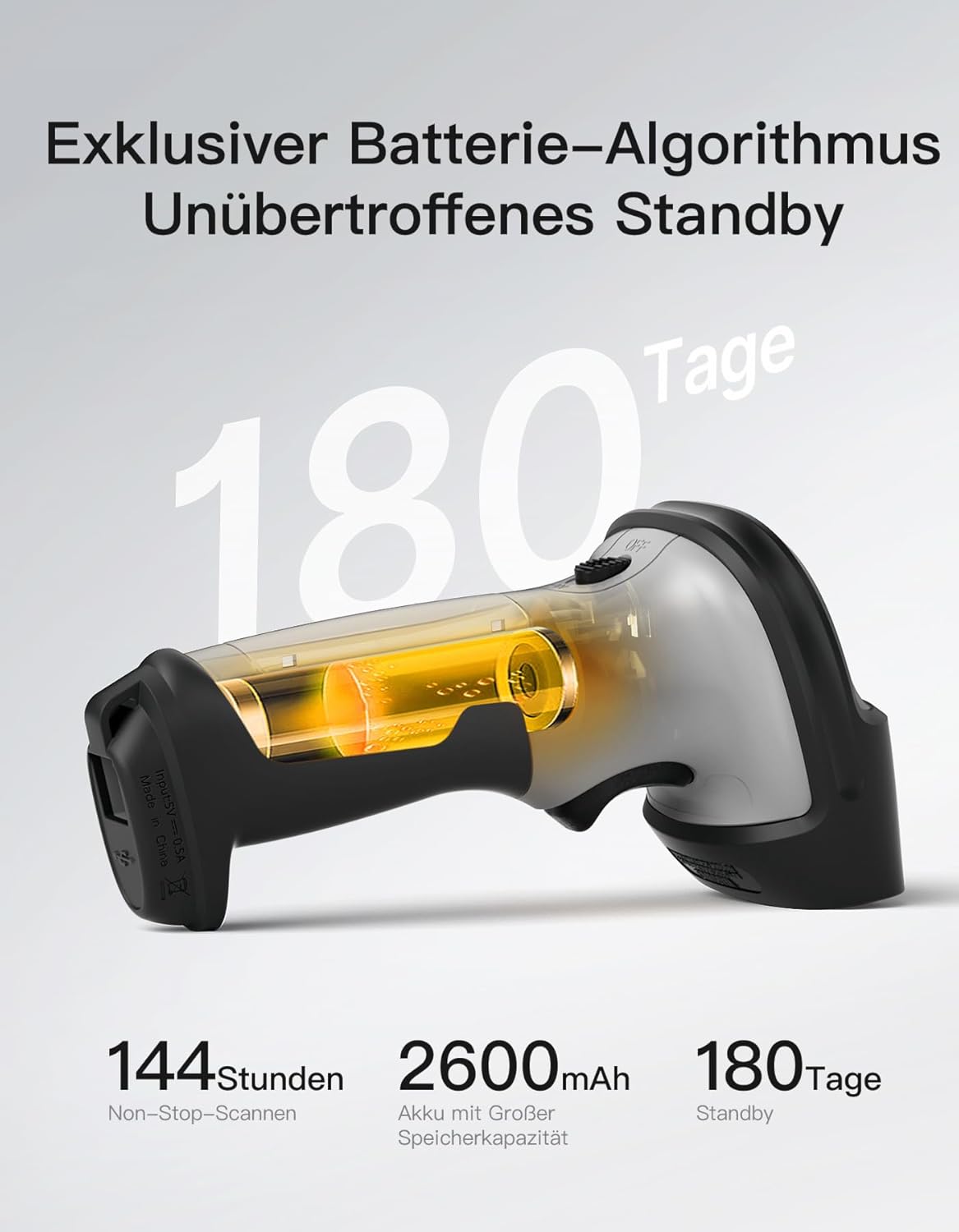 BCST-72 Barcode-Scanner 2D Bluetooth, kabellos mit AI APP & SDK, Grau