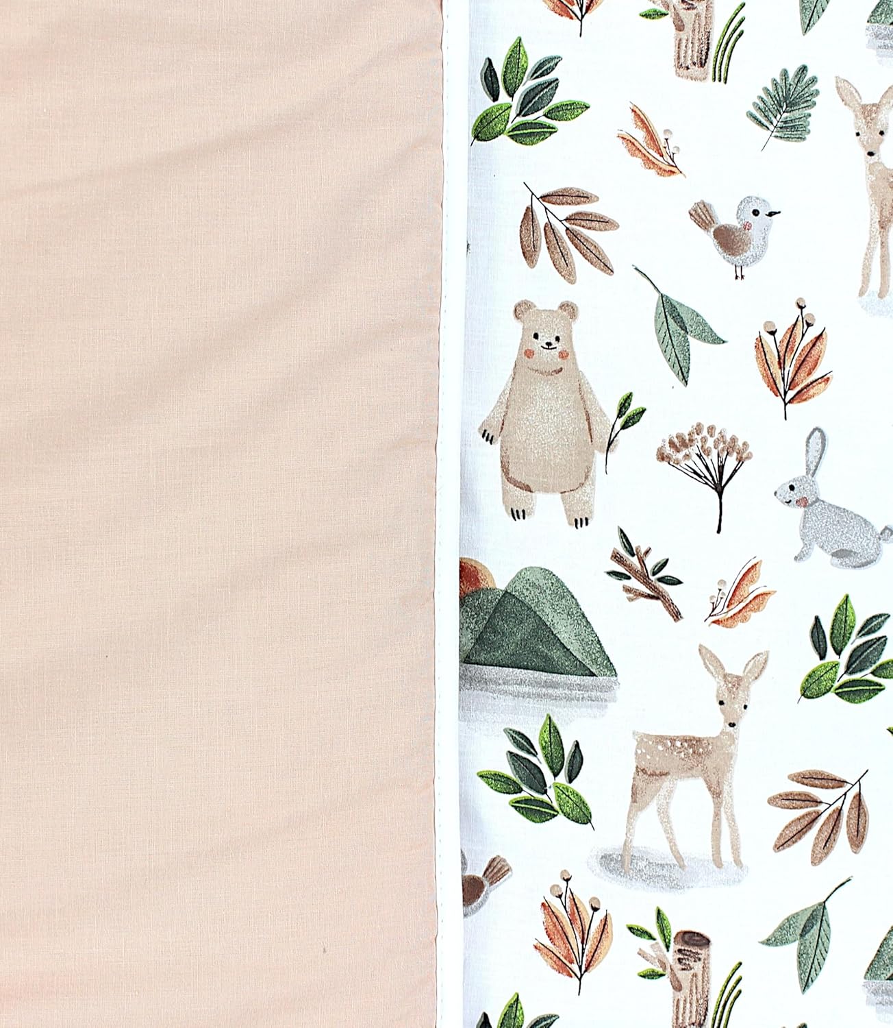 Krabbeldecke XXL, Wald Bär Reh Hase Beige Grün