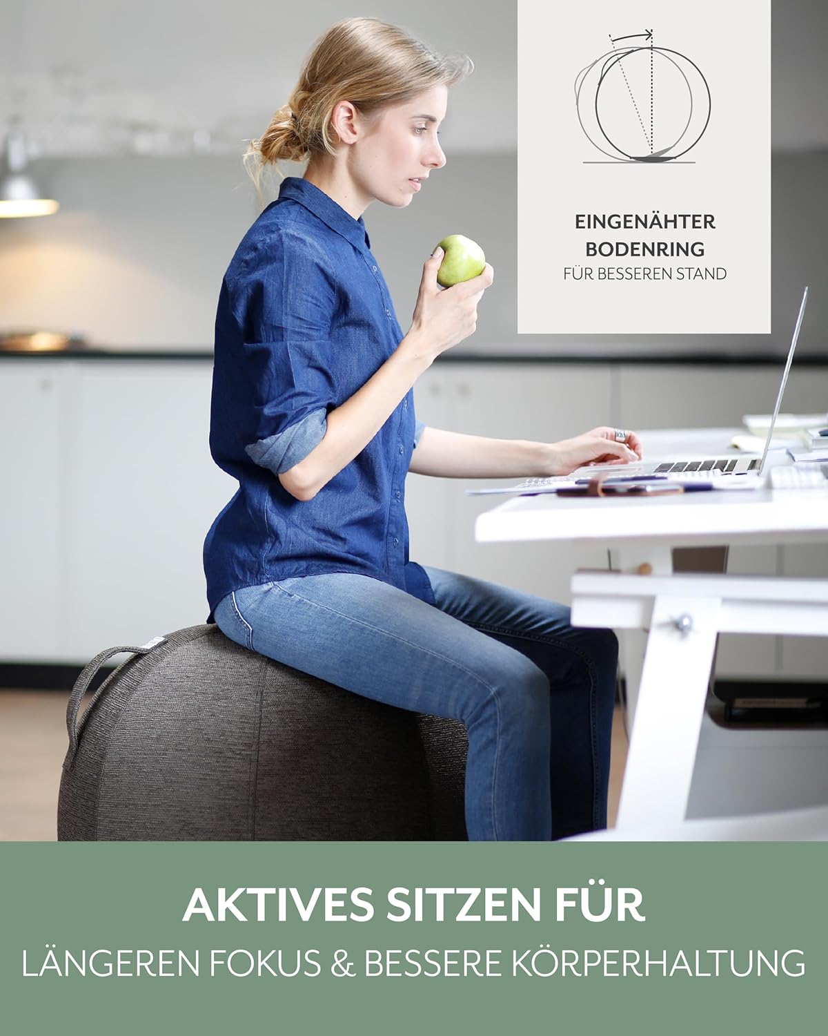 Ergonomischer Sitzball Stov, 70cm - 75cm Anthrazit