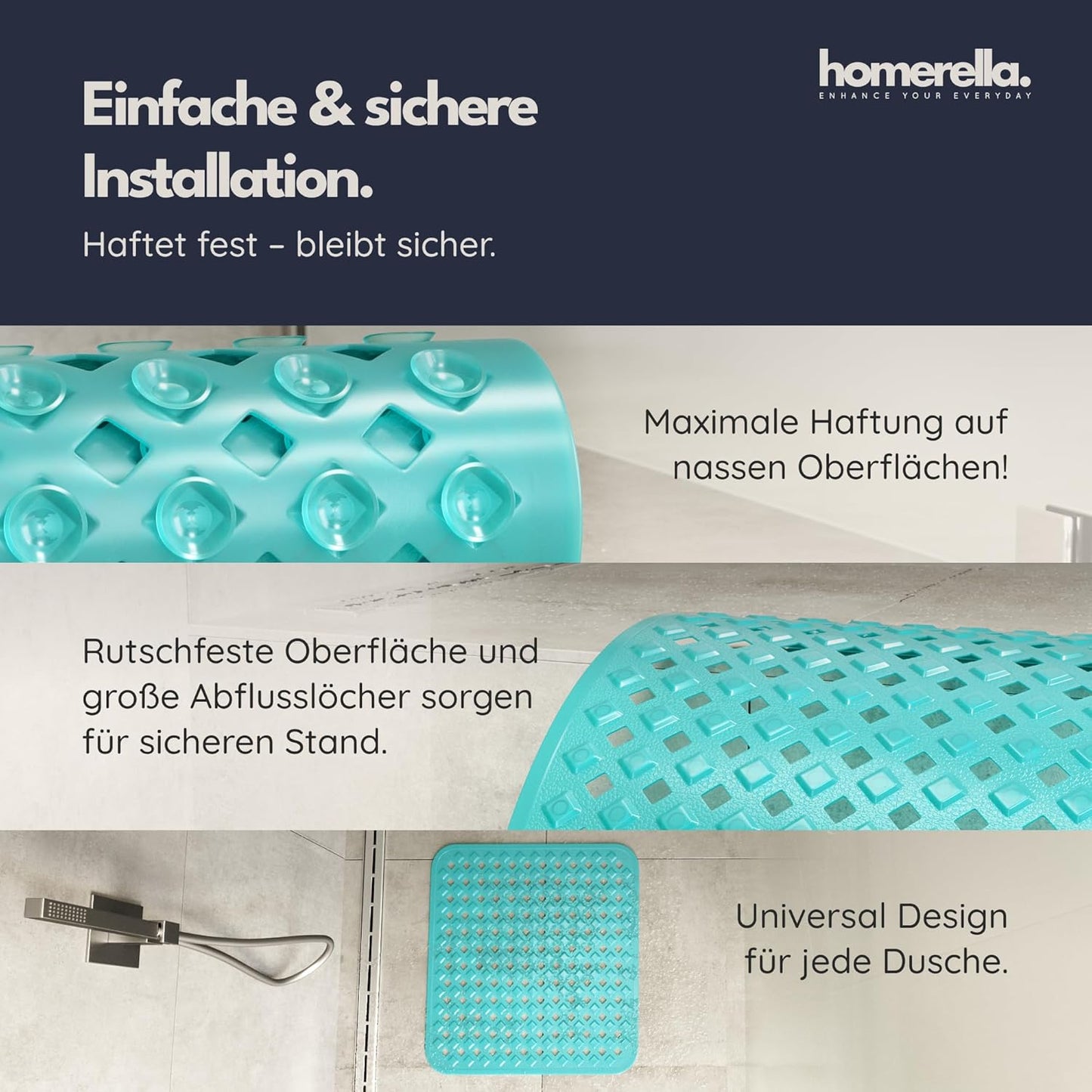 Rutschfeste Duschmatte, Petrol