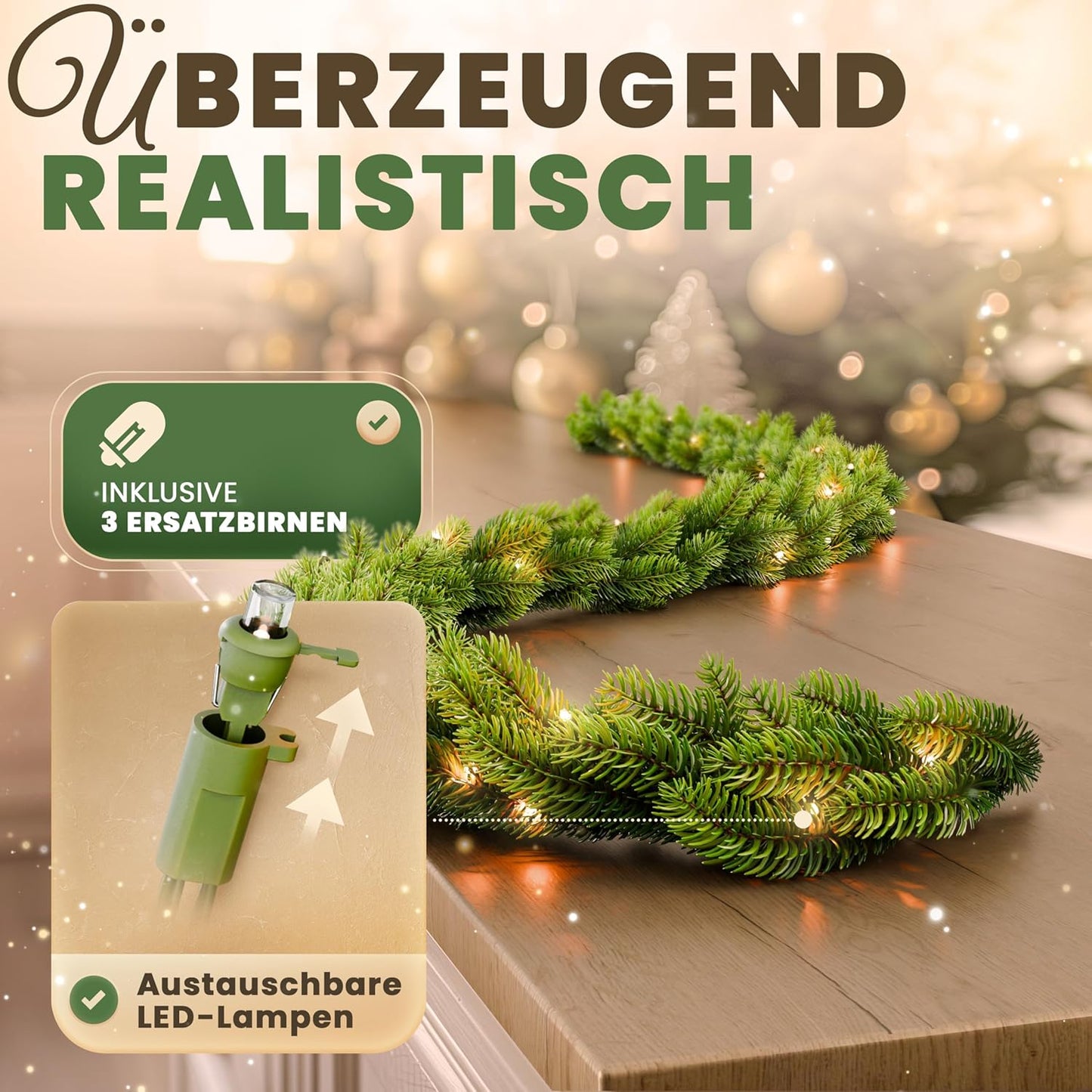 Weihnachtsgirlande, mit Beleuchtung 270 cm