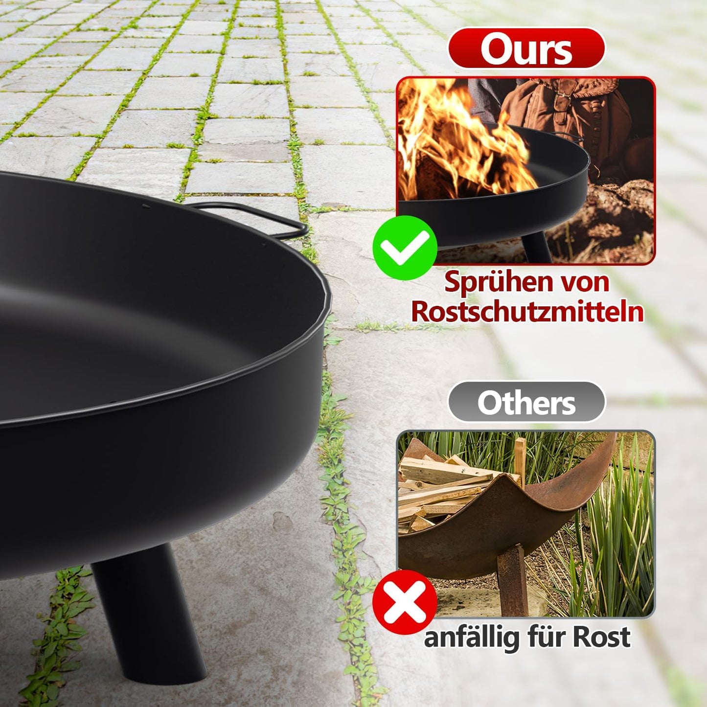 Grosse Feuerschale mit Griffen (82,5 cm)