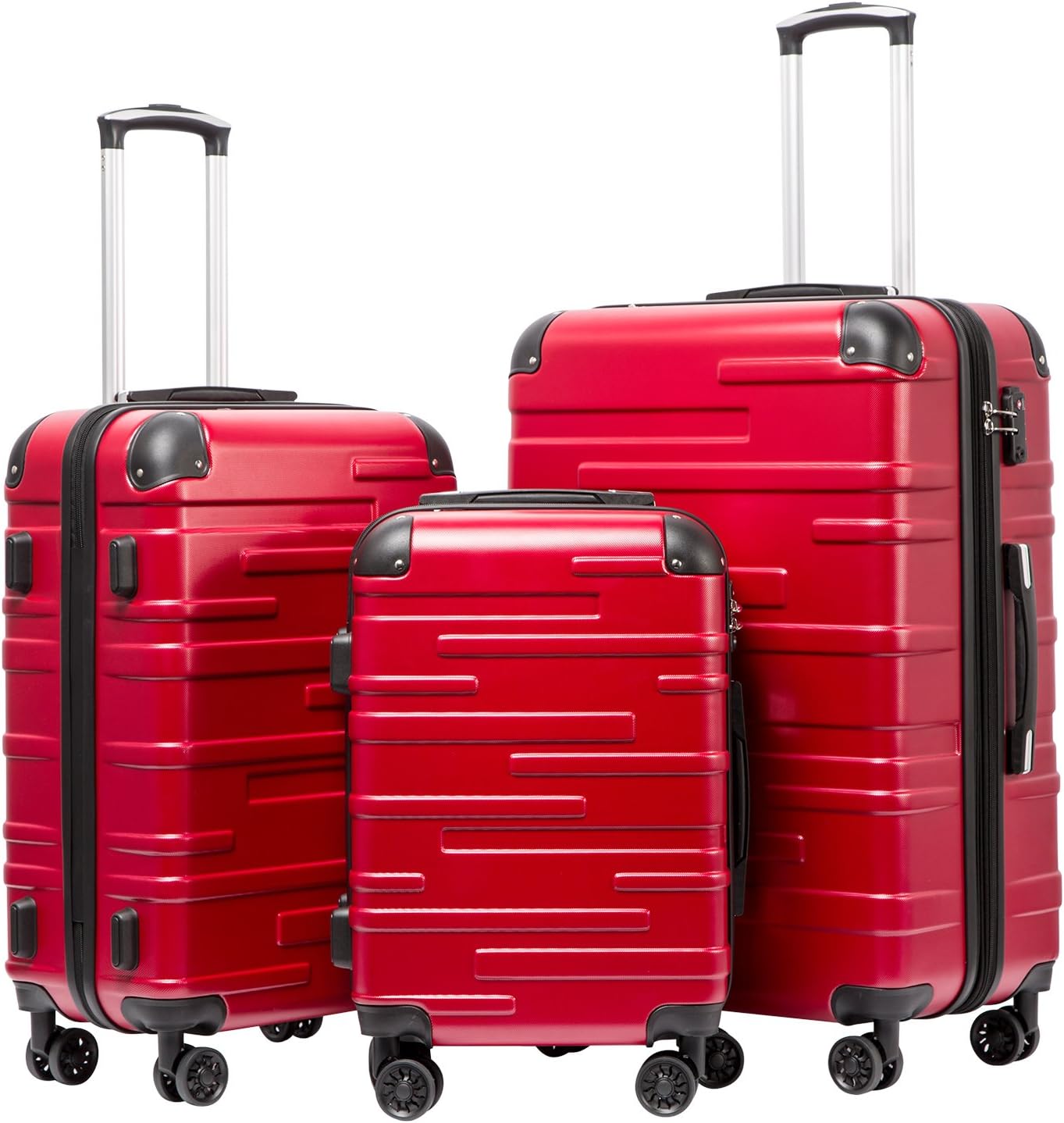 3-teiliges Hartschalen-Koffer-Set, Spinell Rot Koffer-Set