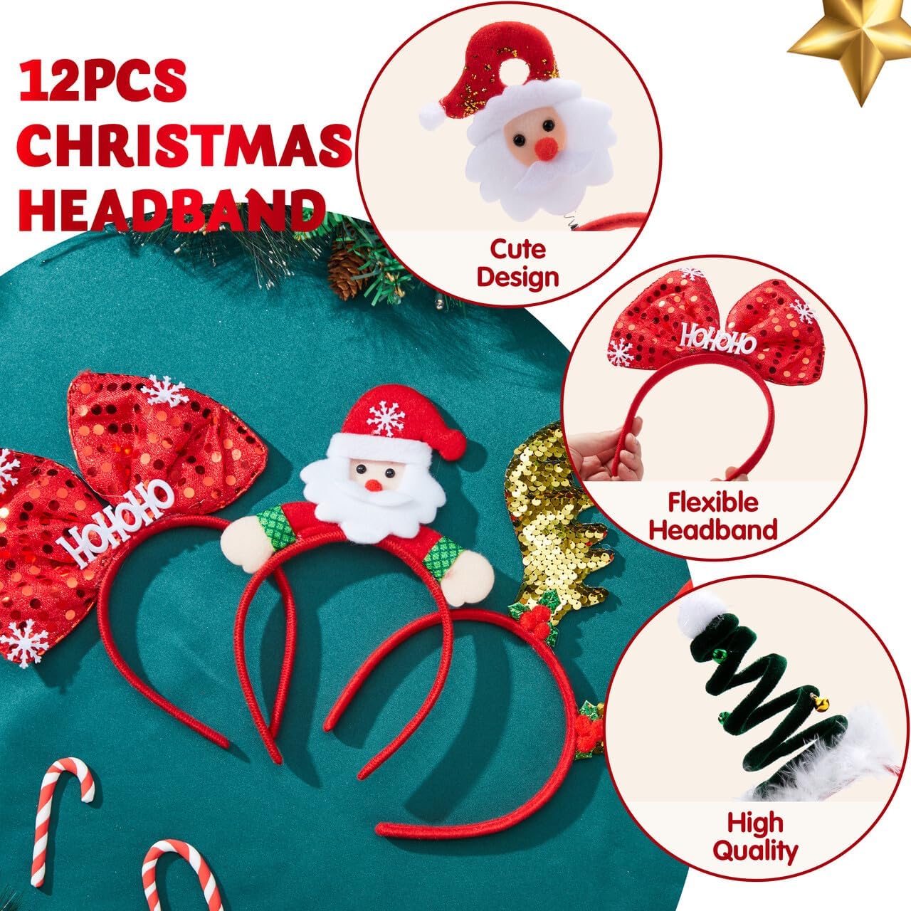 12er-Set Weihnachts-Stirnbänder, SPEZIAL