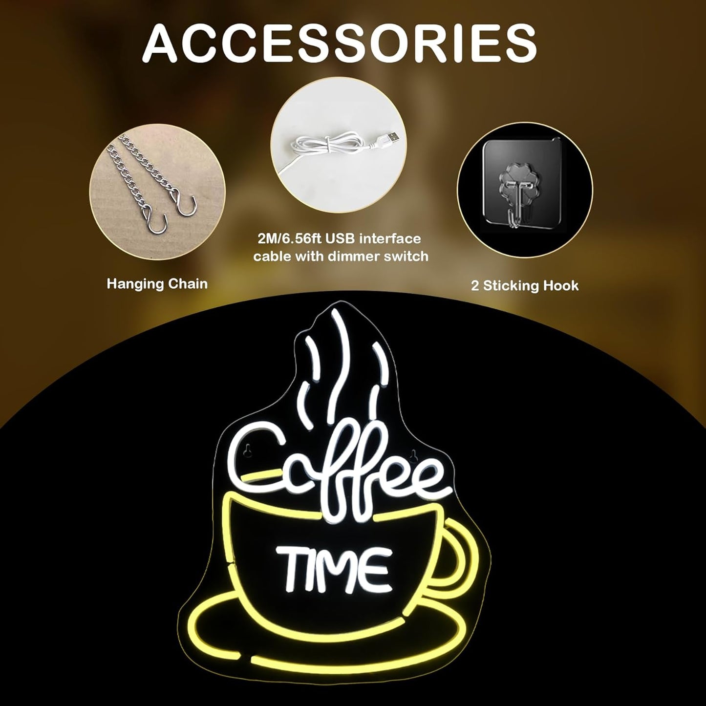 Neon Schild "Coffee Time" für Wanddekoration, Coffe Time