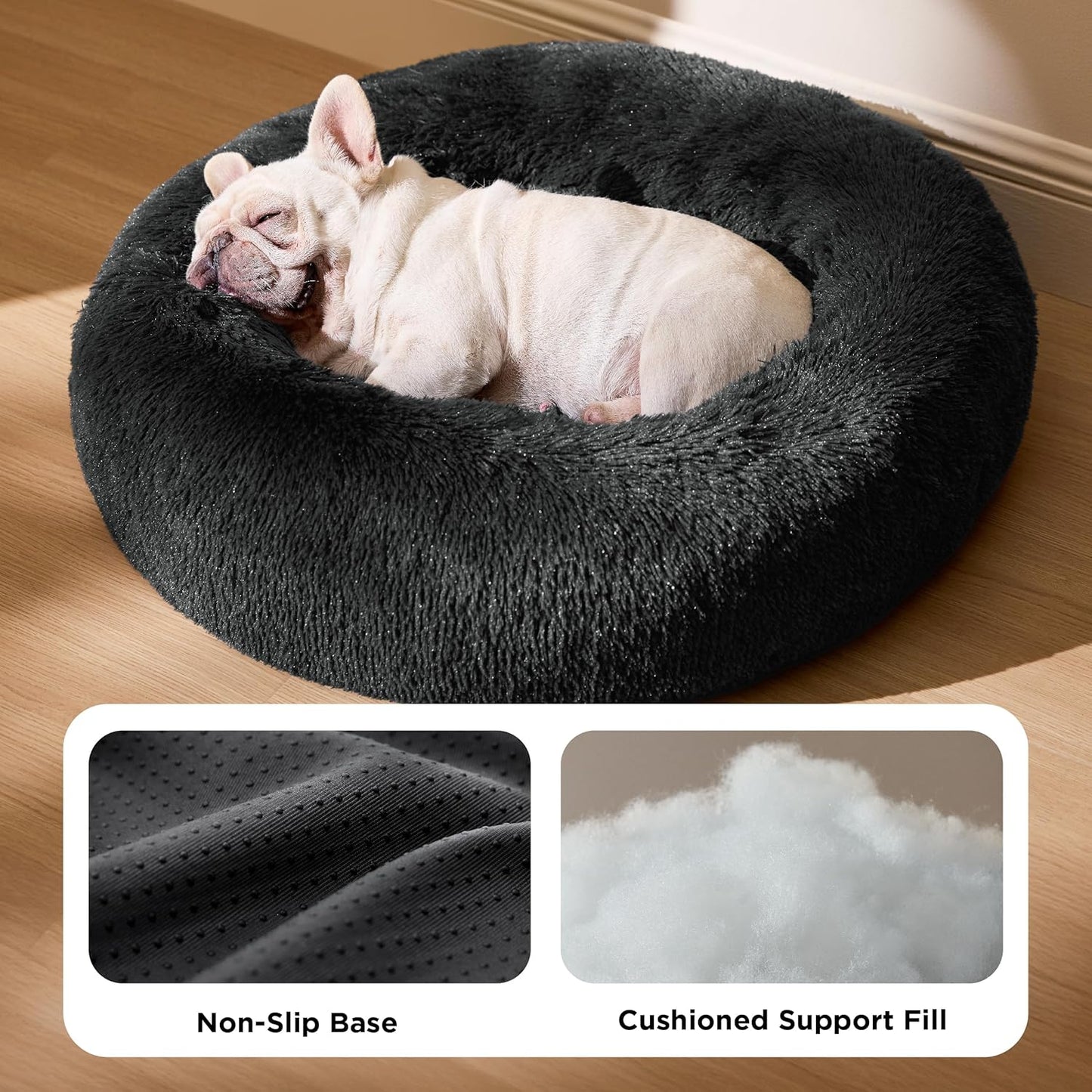 Kuschelbett für Katzen und Hunde, waschbar, Dunkelgrau L 70 x B 70 x H 15 cm