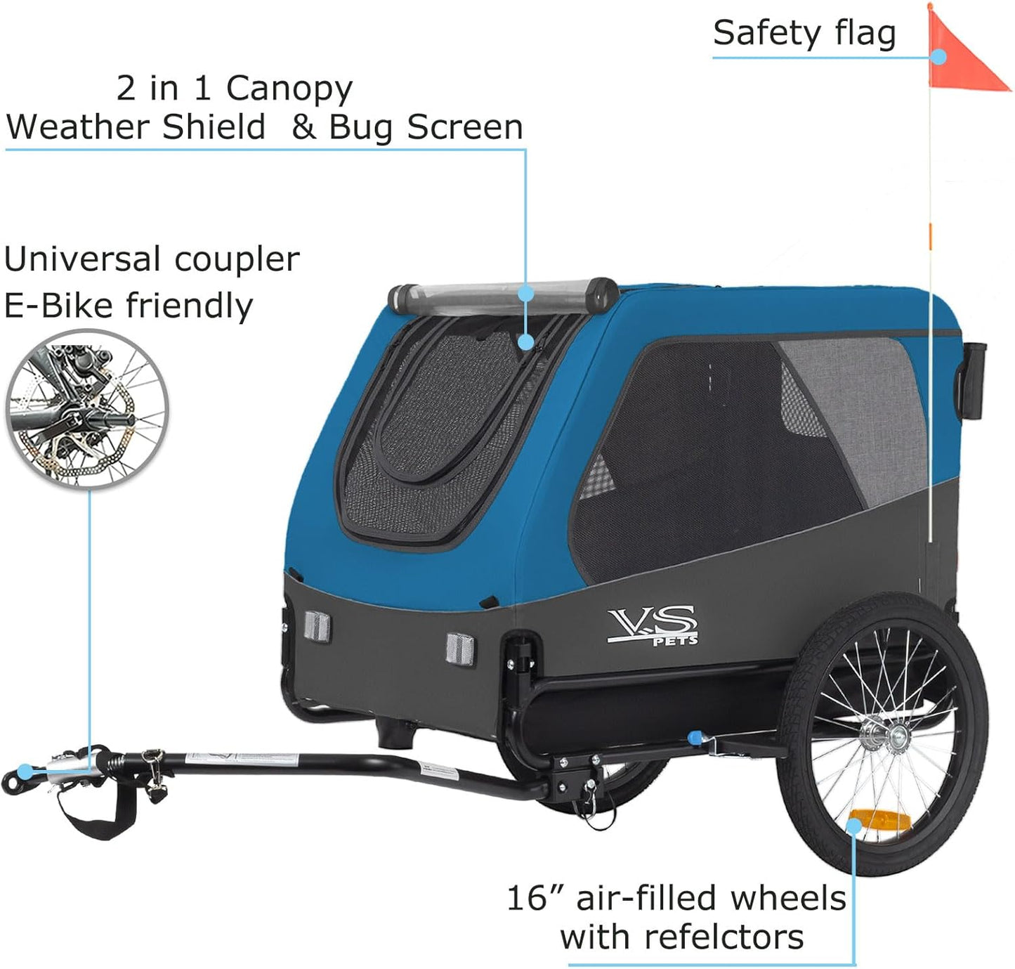 2-in-1 Hundeanhänger & Jogger für Hunde bis 35kg, BLAU