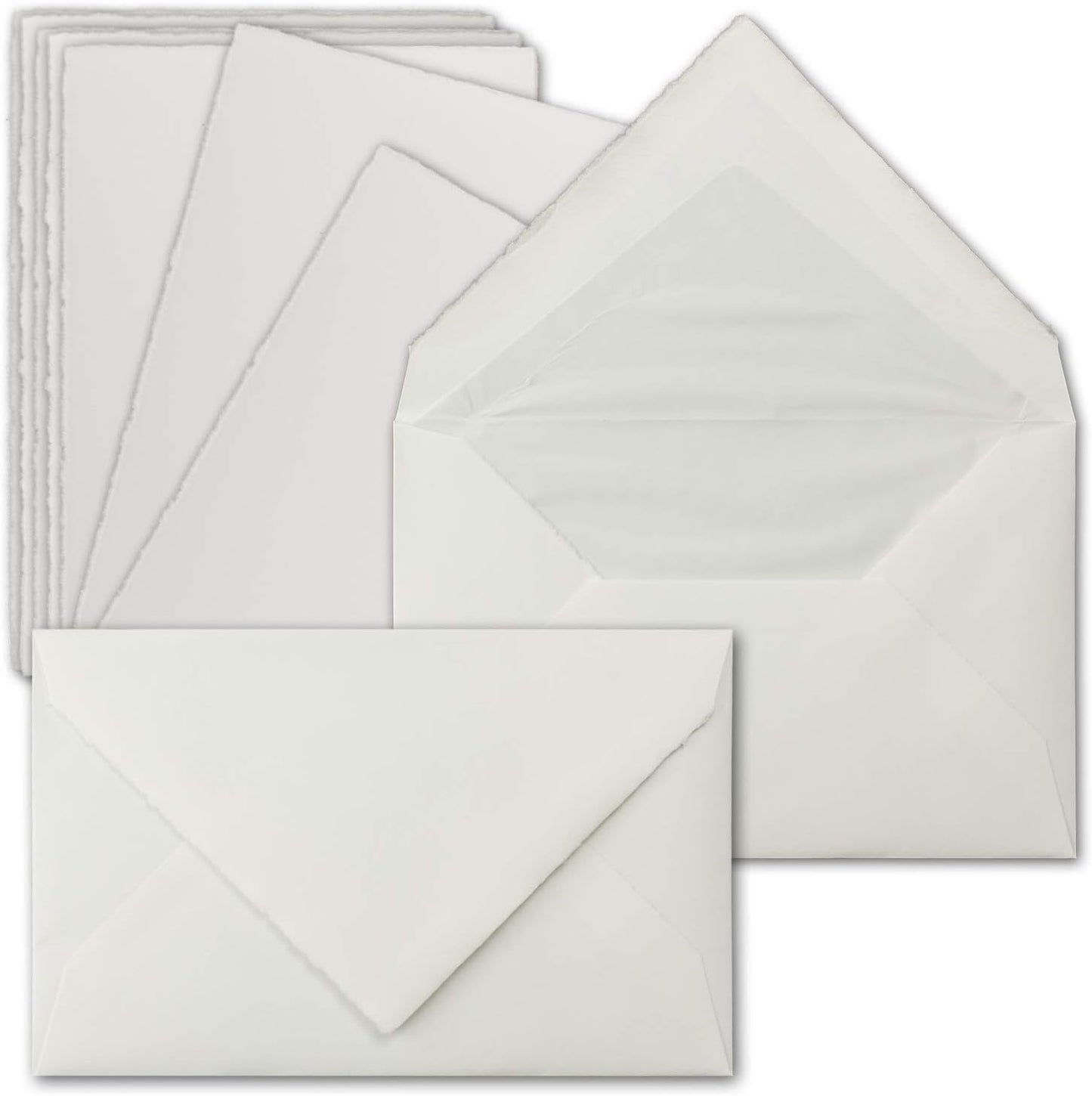 Vintage Briefpapier-Set (50 Karten & Umschläge), 50 Sets Naturweiss