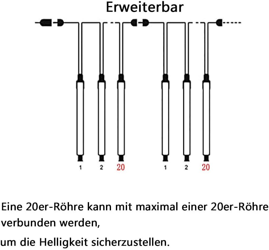 LED Meteorschauer Lichterkette, 20 Röhren, erweiterbar, Orange
