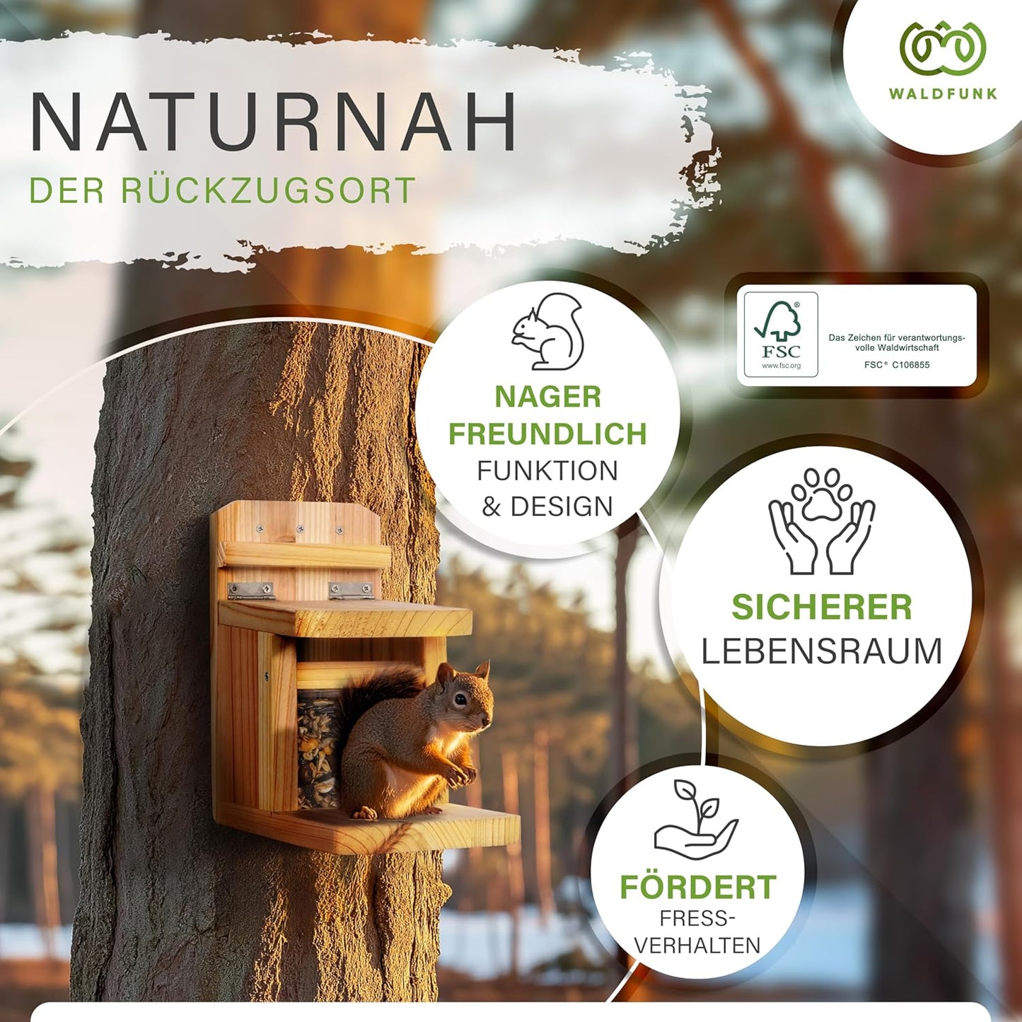 Wetterfeste Futterstation für Eichhörnchen