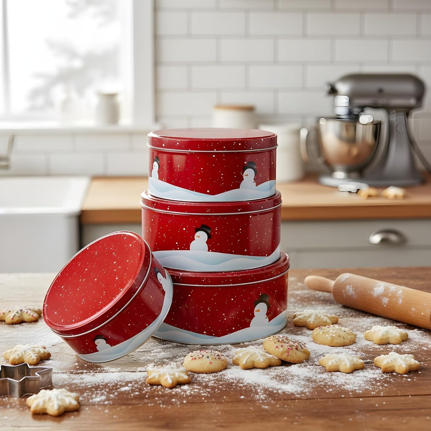 4er-Set Keksdosen für Weihnachtsplätzchen, Schneemann