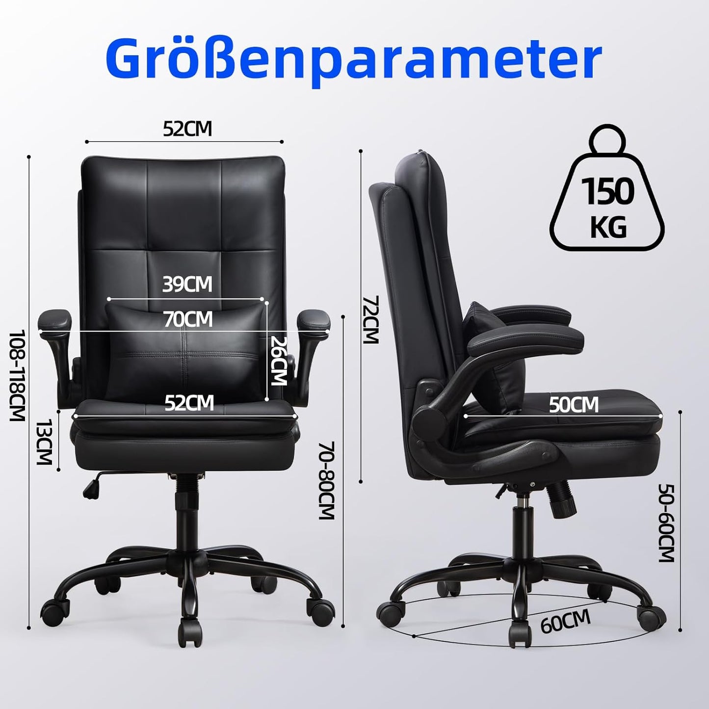 Ergonomischer Bürostuhl mit Wippfunktion, Aktualisierung Schwarz