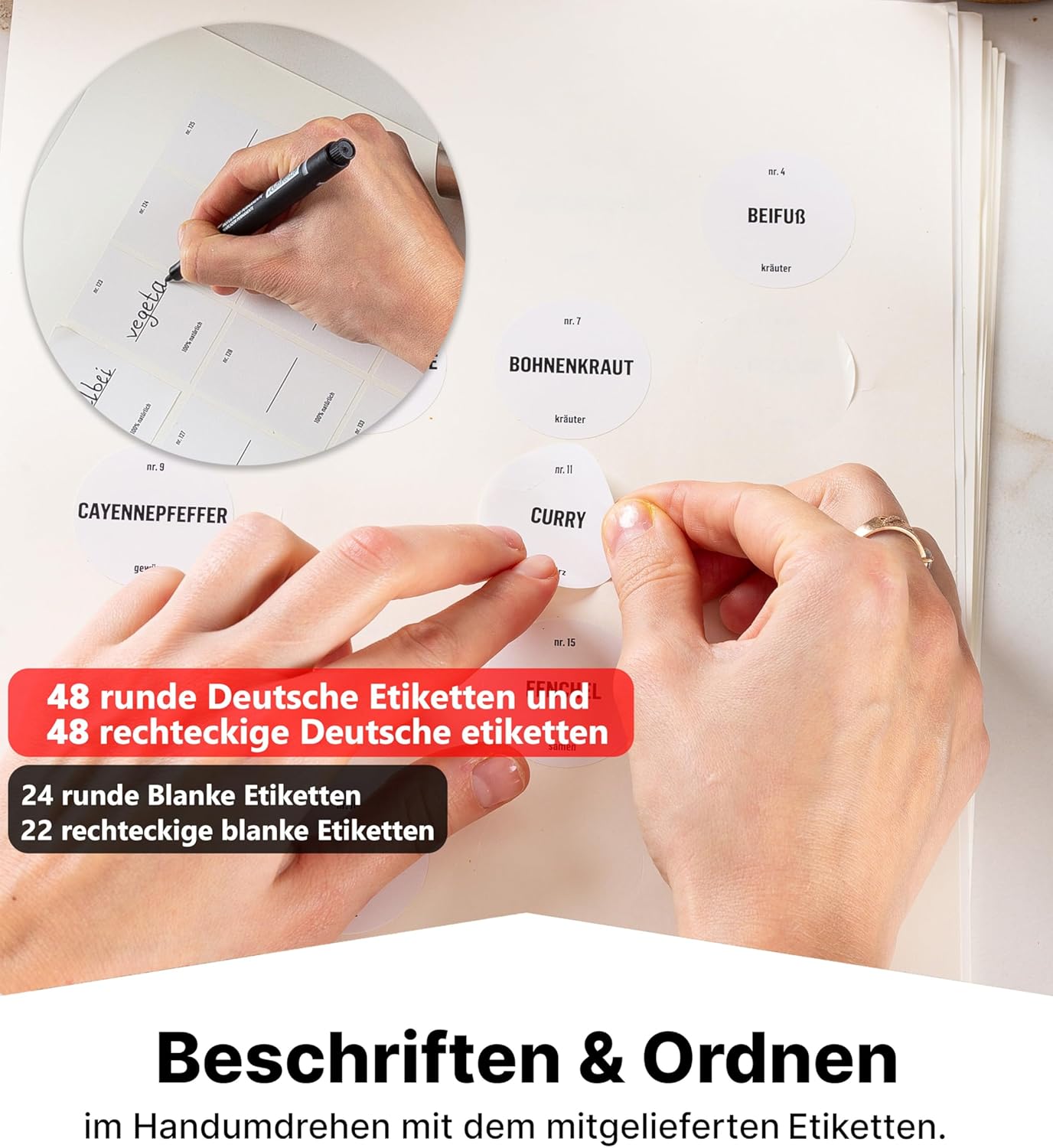 Gewürzgläser-Set mit Schraubkappe, 12er Set - Weiss