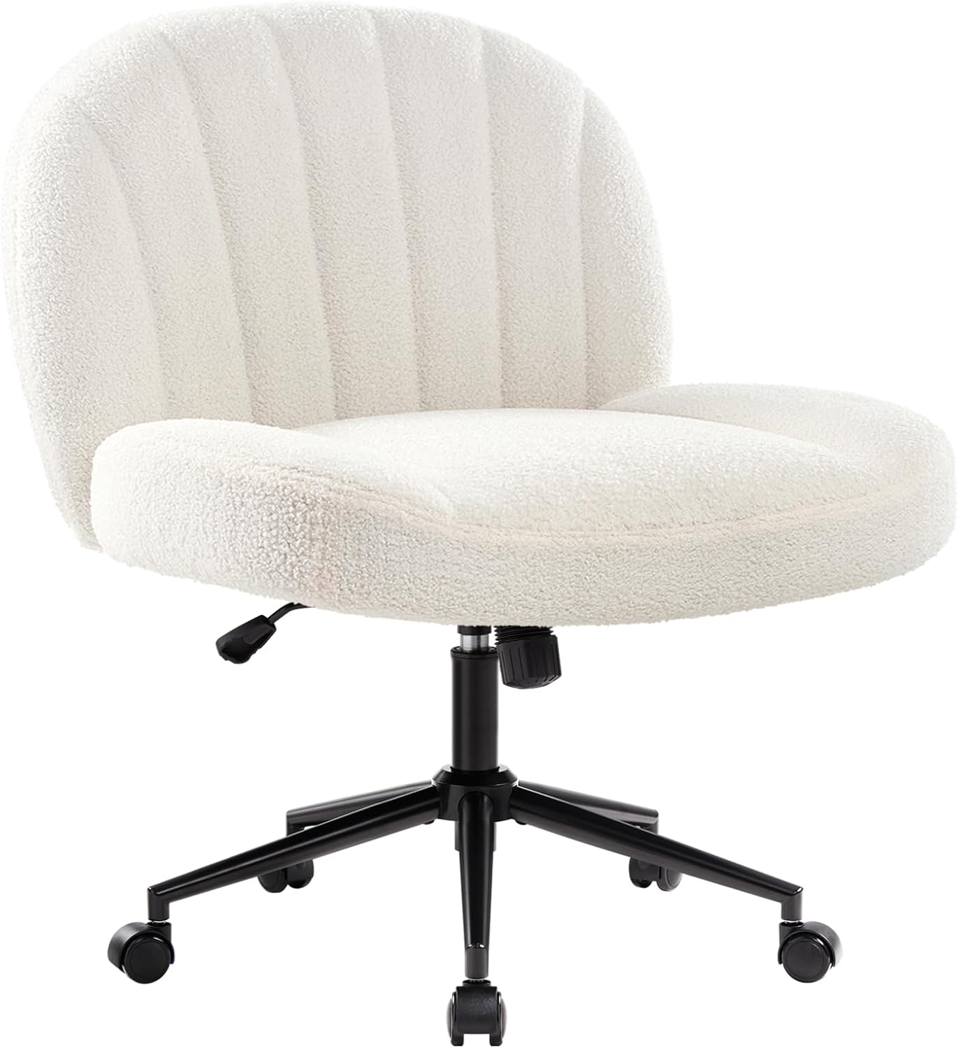Ergonomischer Bürostuhl ohne Armlehnen, höhenverstellbar, Weiss Mit Rädern