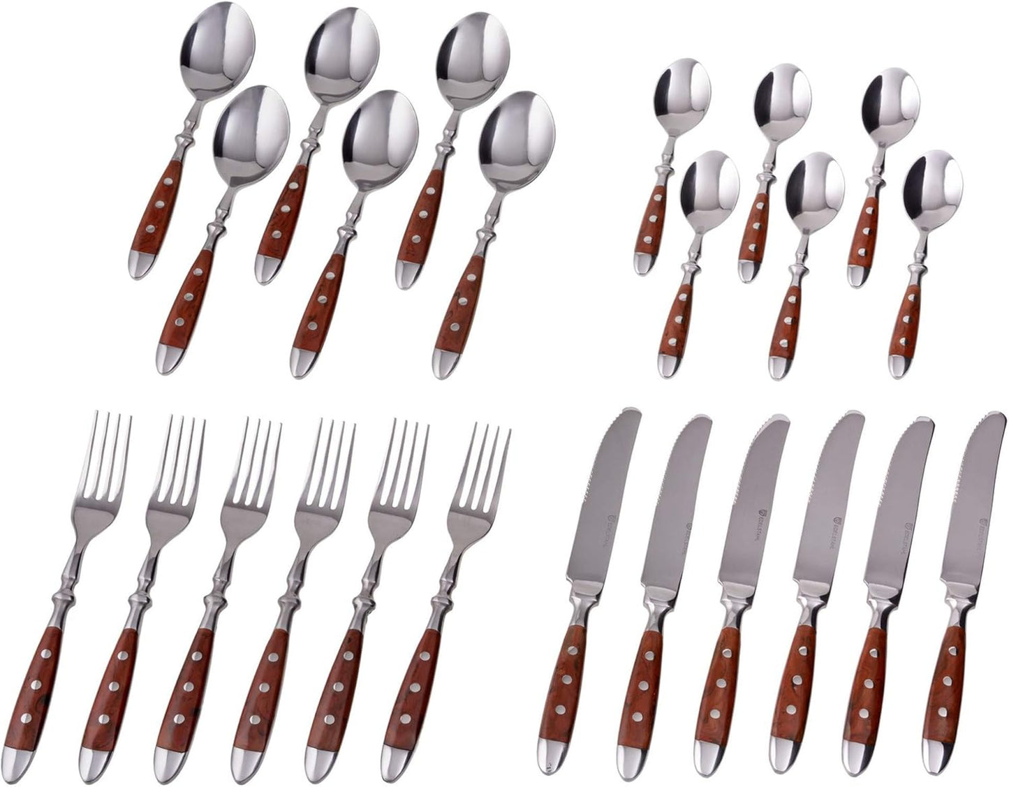24-teiliges Tafelbesteck-Set Nürnberg, Braune Griffe 24-teilig | 6 Personen