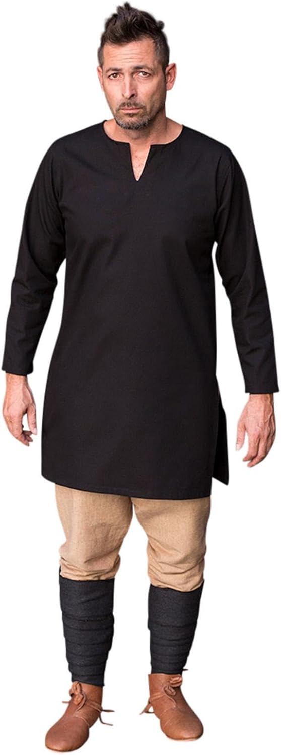 Mittelalter Tunika Kostüm, 3XL Schwarz