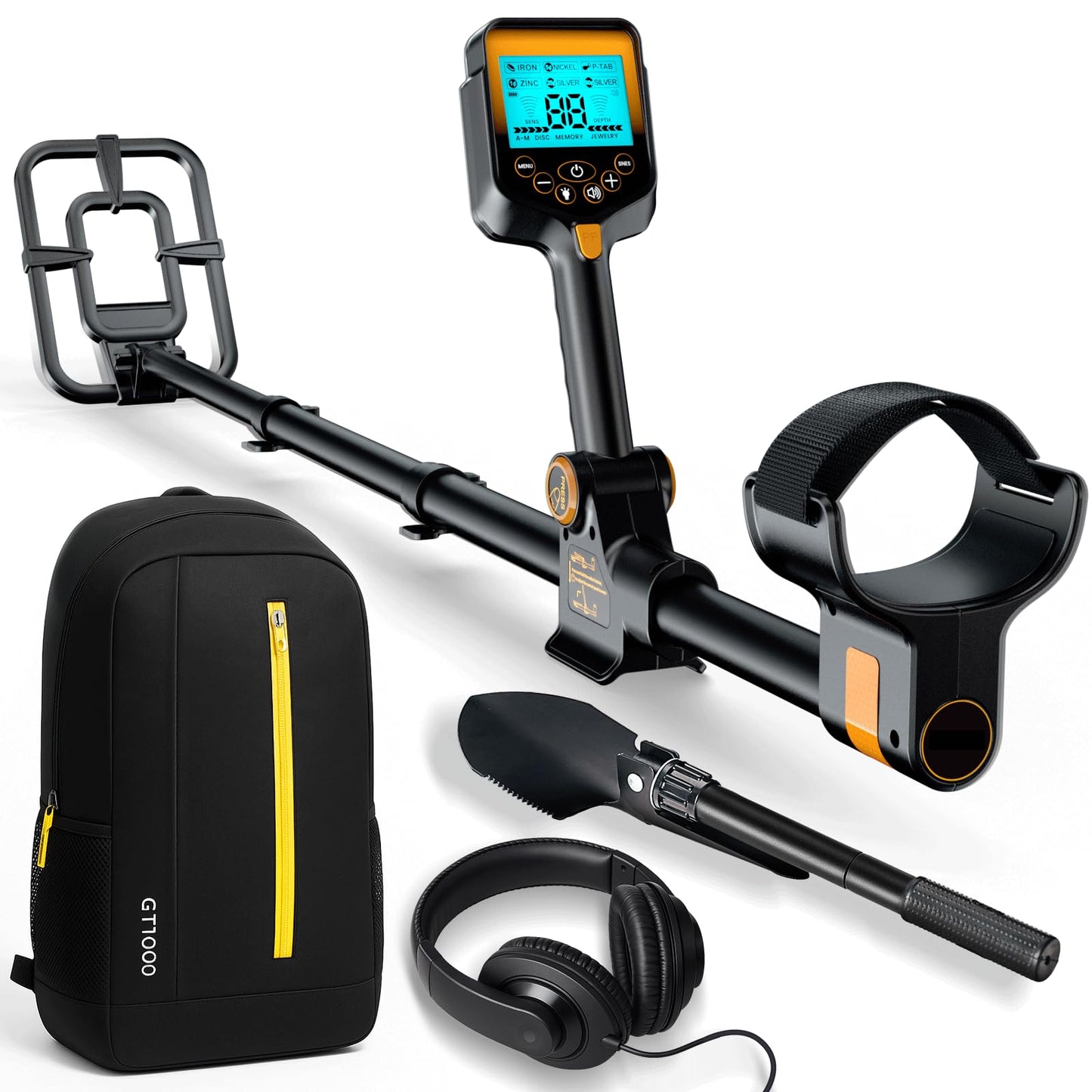 Metalldetektor mit LCD und 10-Zoll-Spule, Orange