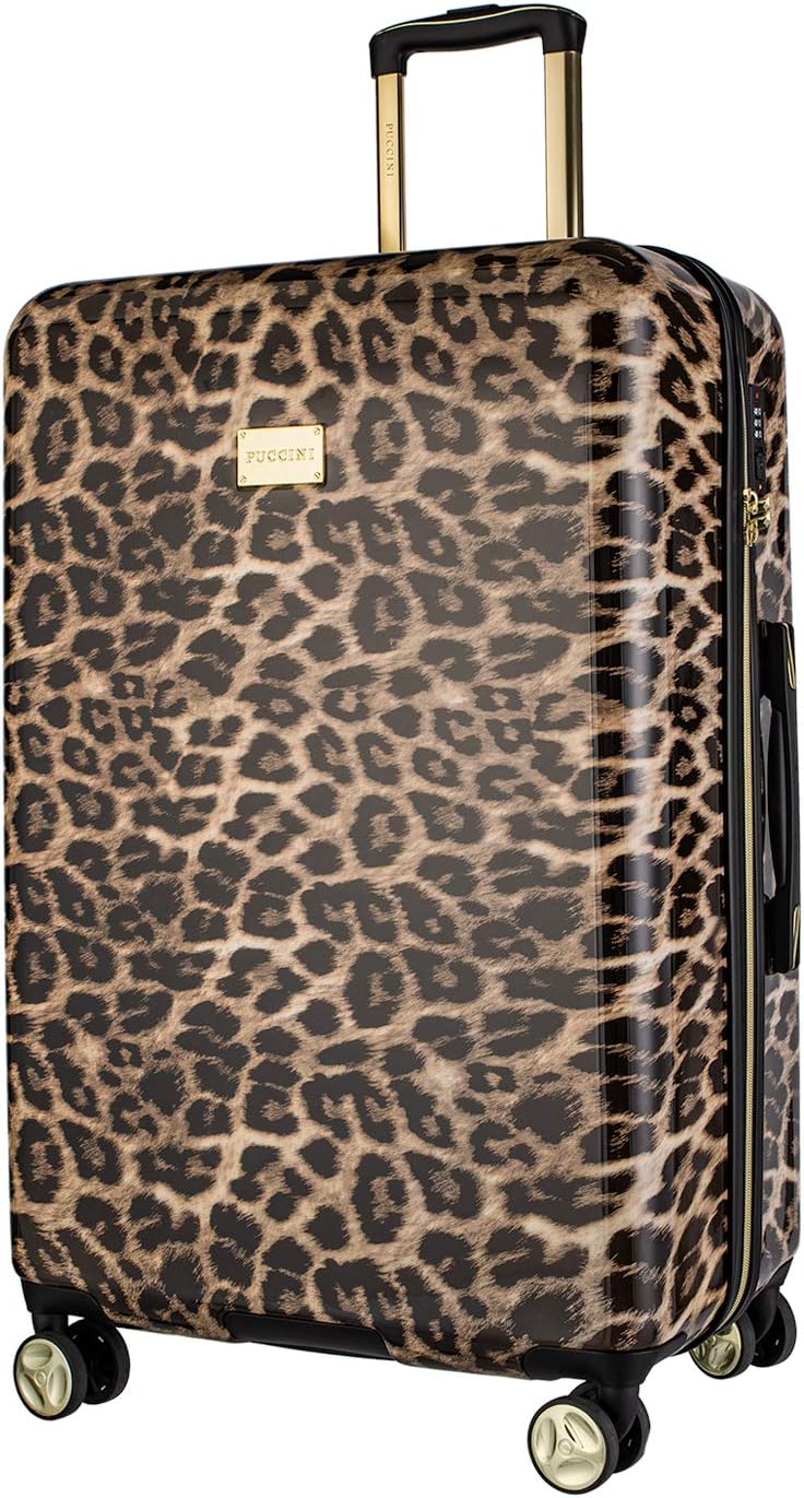 3-teiliges Hartschalen-Kofferset, Leopard Beige 6 Set: Gross + Mittelgross + Kabinenkoffer