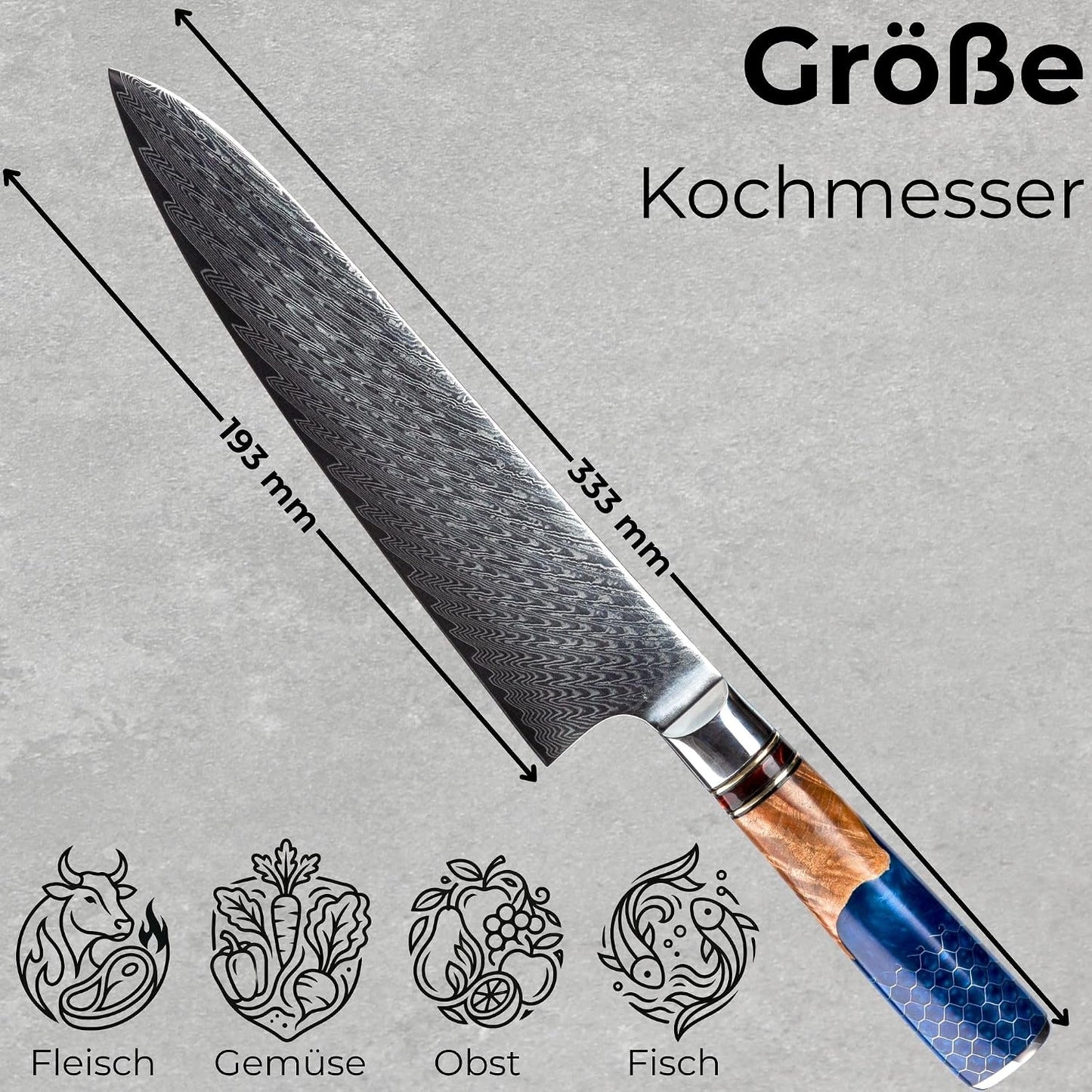 Damast-Kochmesser, Kochmesser