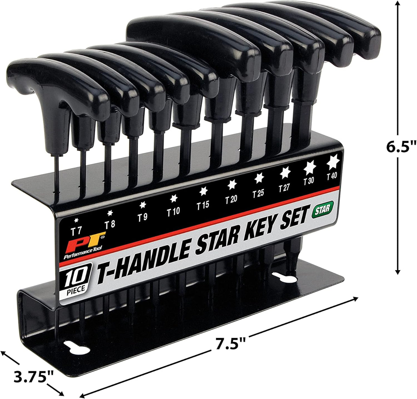10-teiliger Sechskantschlüsselsatz mit T-Griff, 10 Pieces