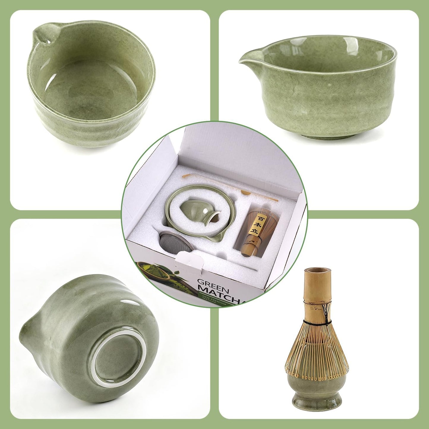5-teiliges Matcha-Teeset, Grün