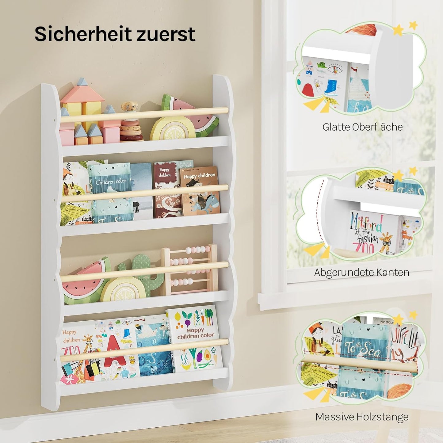 Kinderbücherregal, Weiss 60x98cm