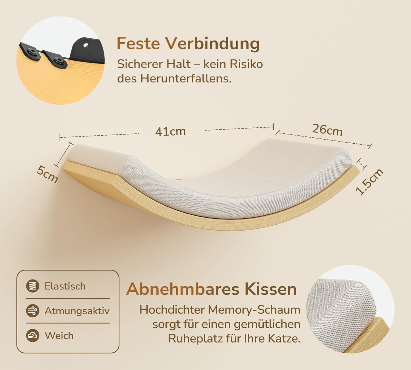 Katzen-Kletterwand-Set mit Plattformen und Treppen, Beige 2PC Pedal + 2PC Katze Wandregal