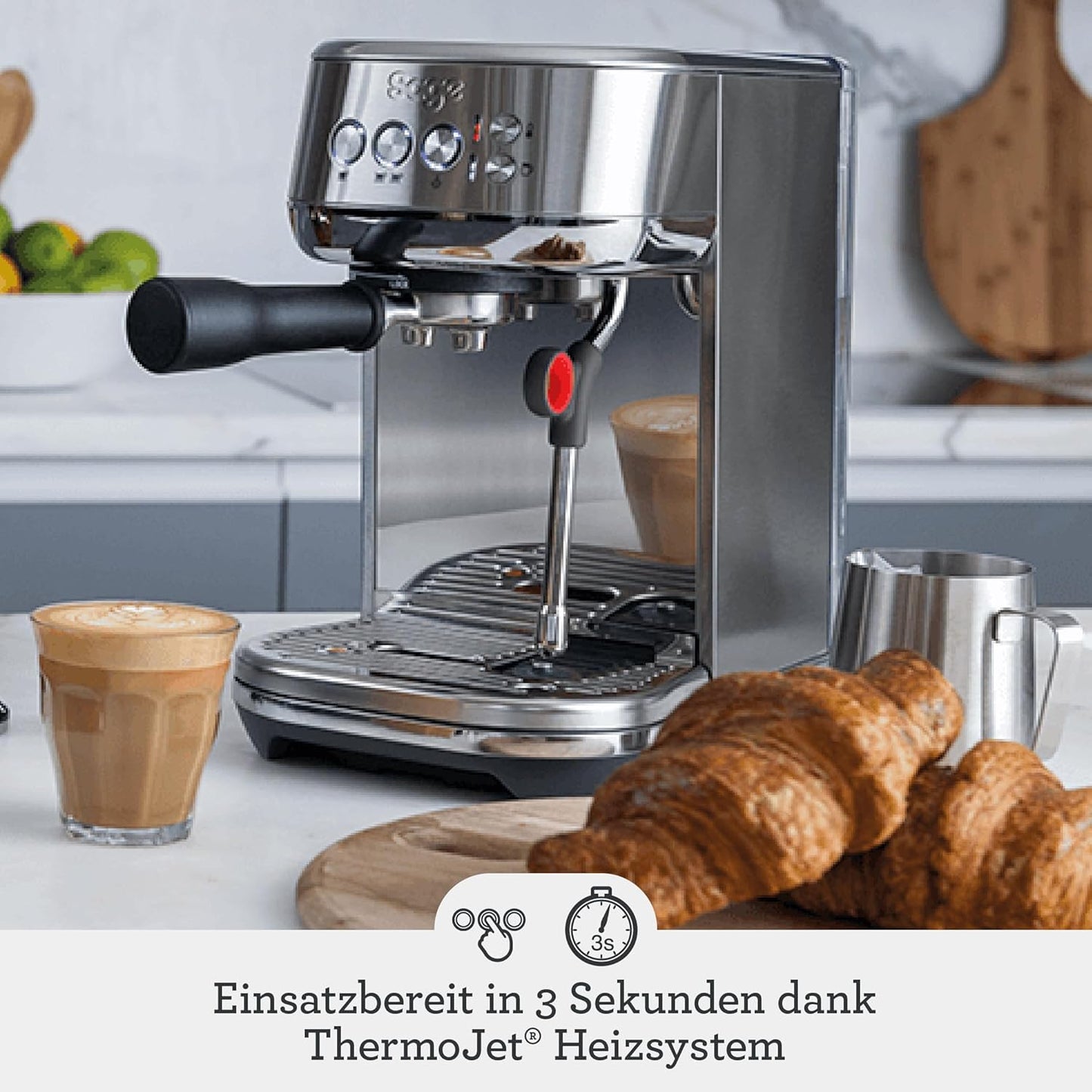 Bambino Plus Kaffeemaschine mit Milchaufschäumer, Schwarzer Edelstahl