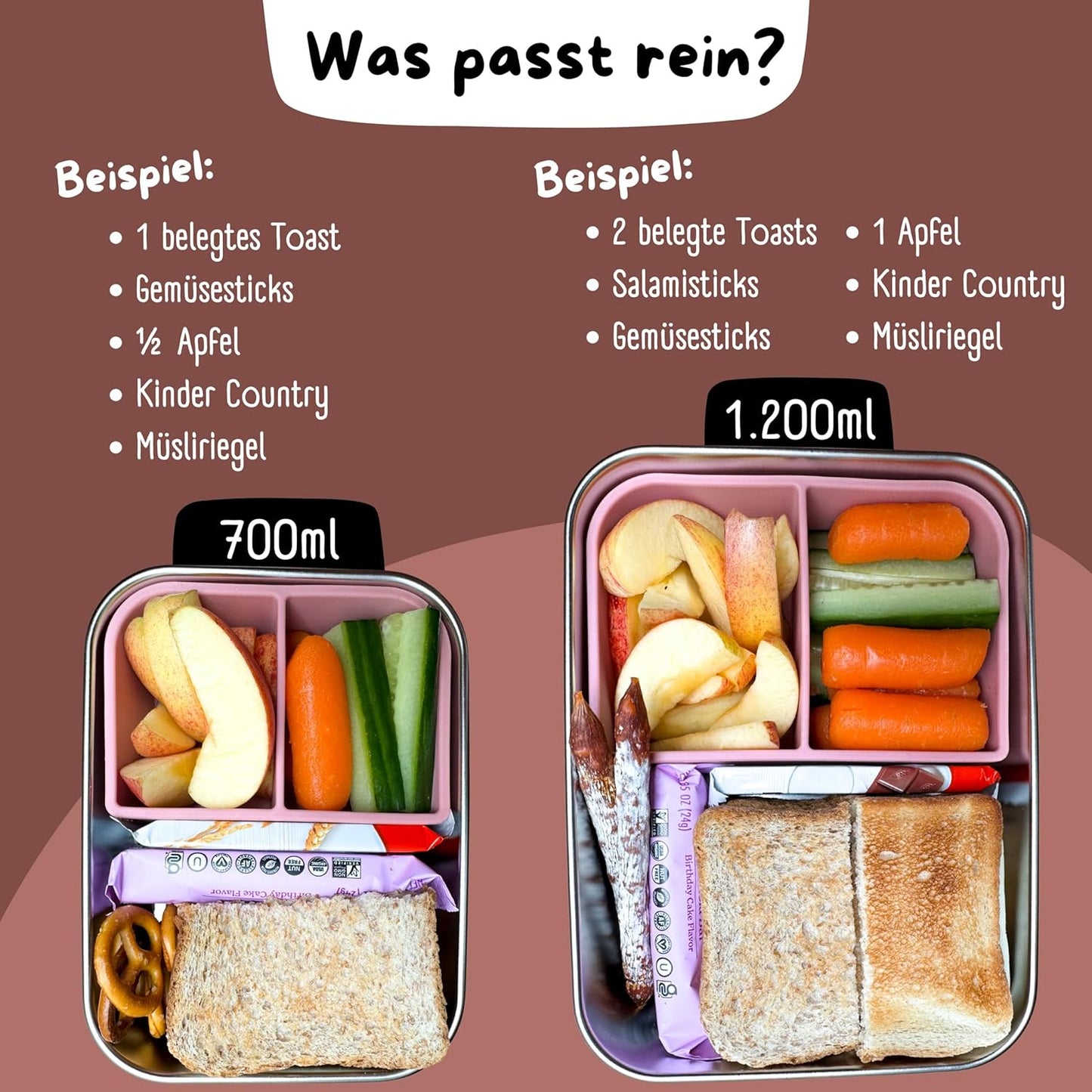 Brotdose mit Silikondeckel, Rosa 1.200ml